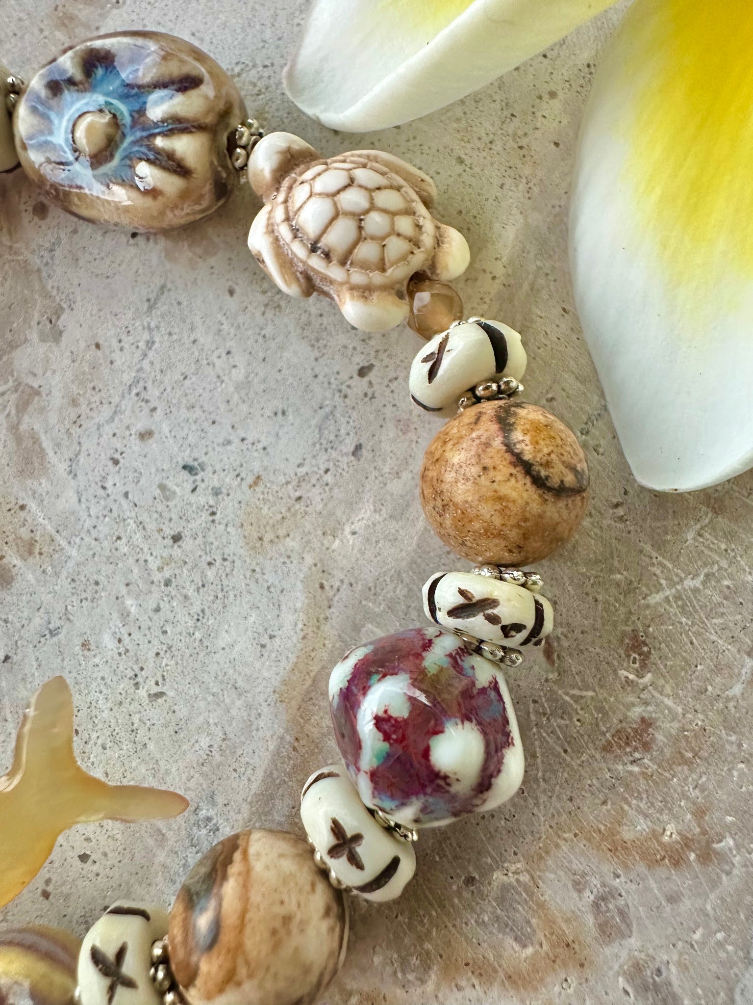 Beaded Boho Shell Charm Bracelet