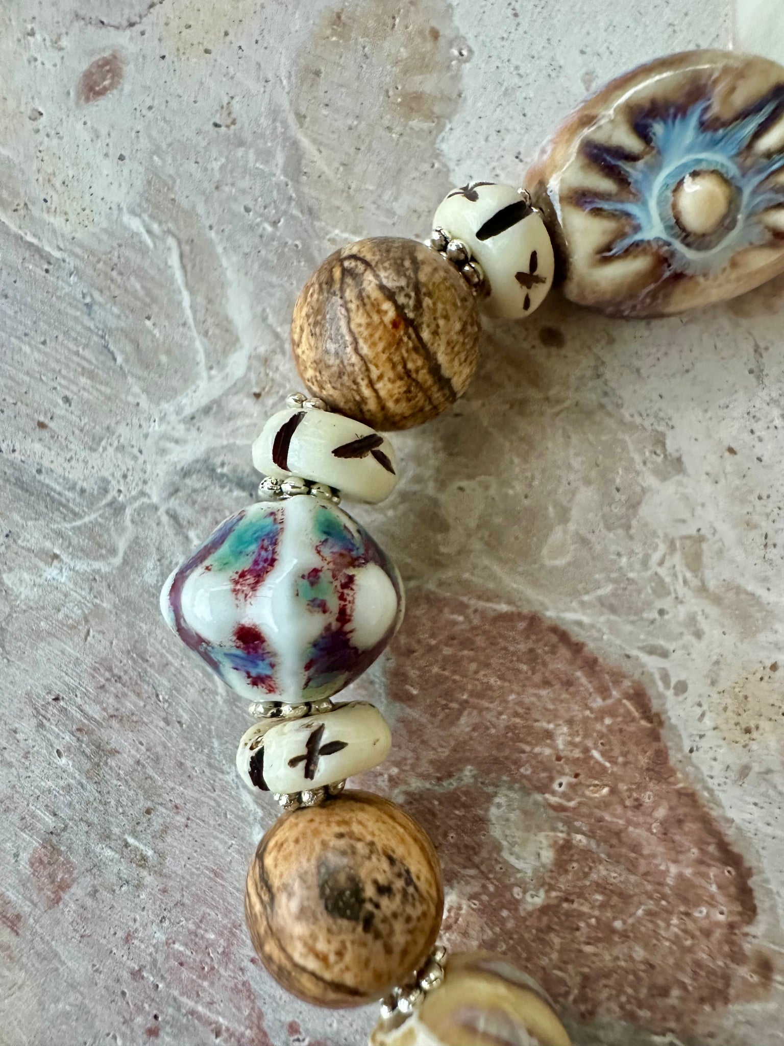 Beaded Boho Shell Charm Bracelet