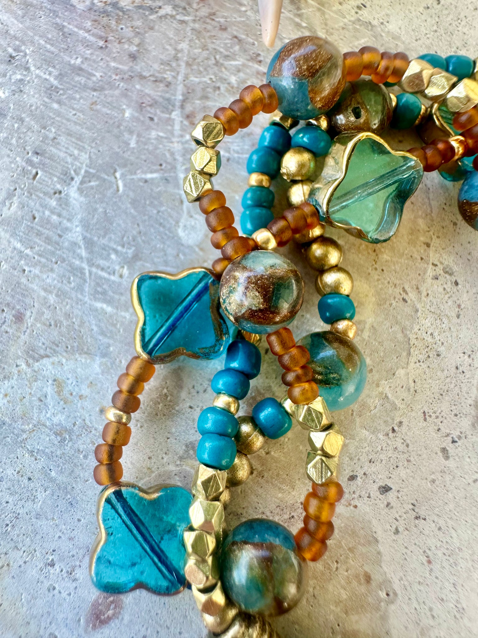 Marrakesh Beaded Boho Vintage Glass Bracelet