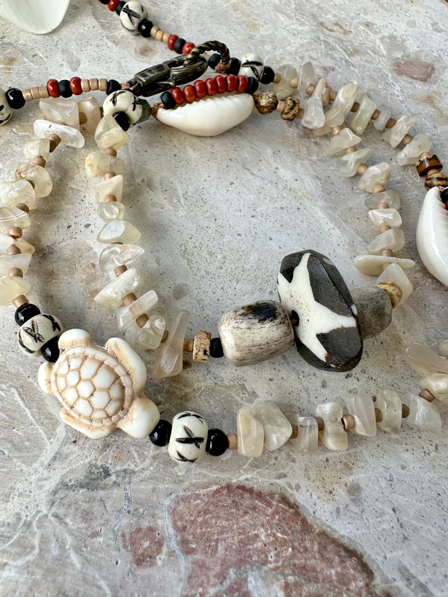 Tribal Cowrie Shell Stone Bracelet