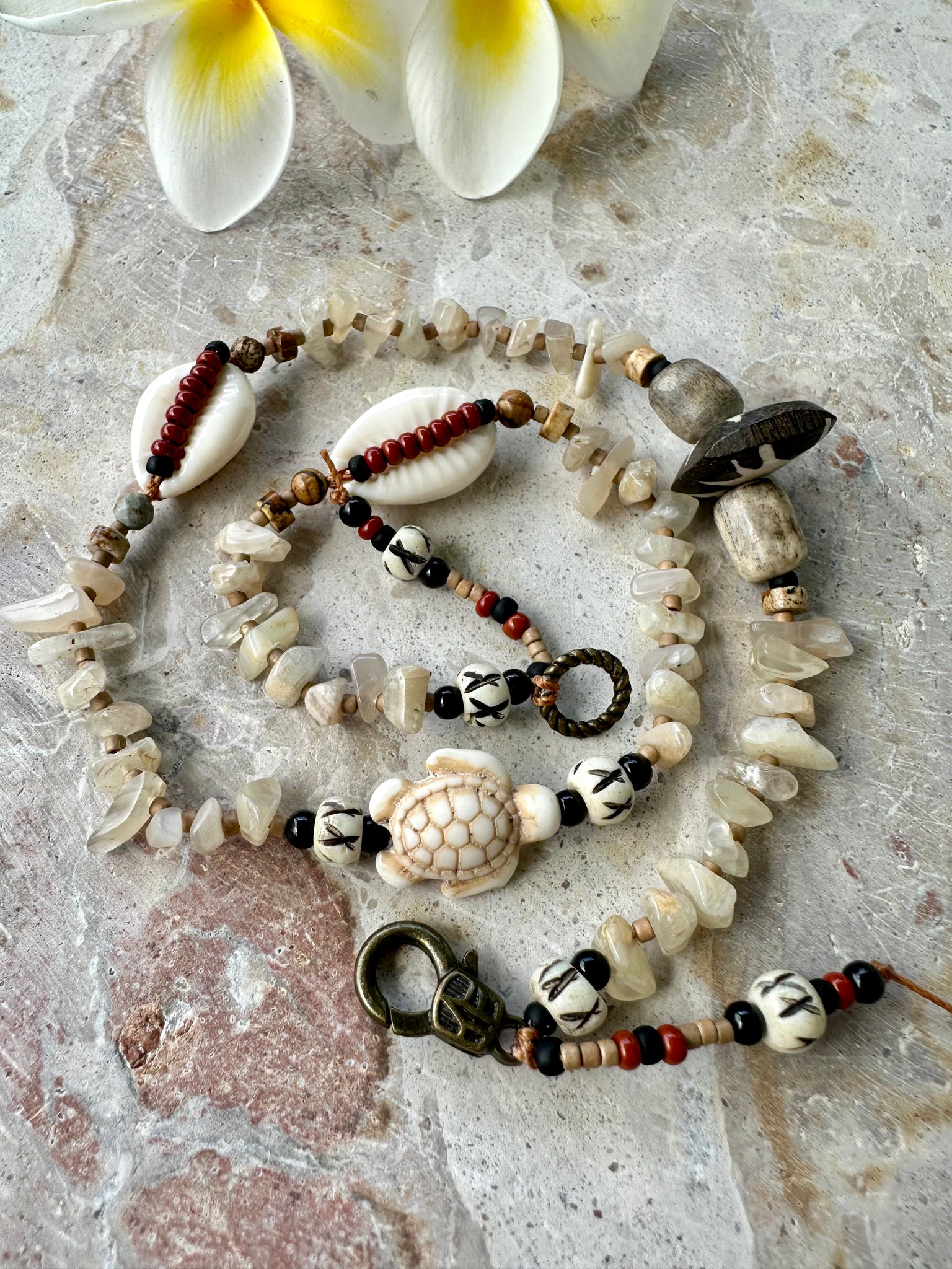 Tribal Cowrie Shell Stone Bracelet