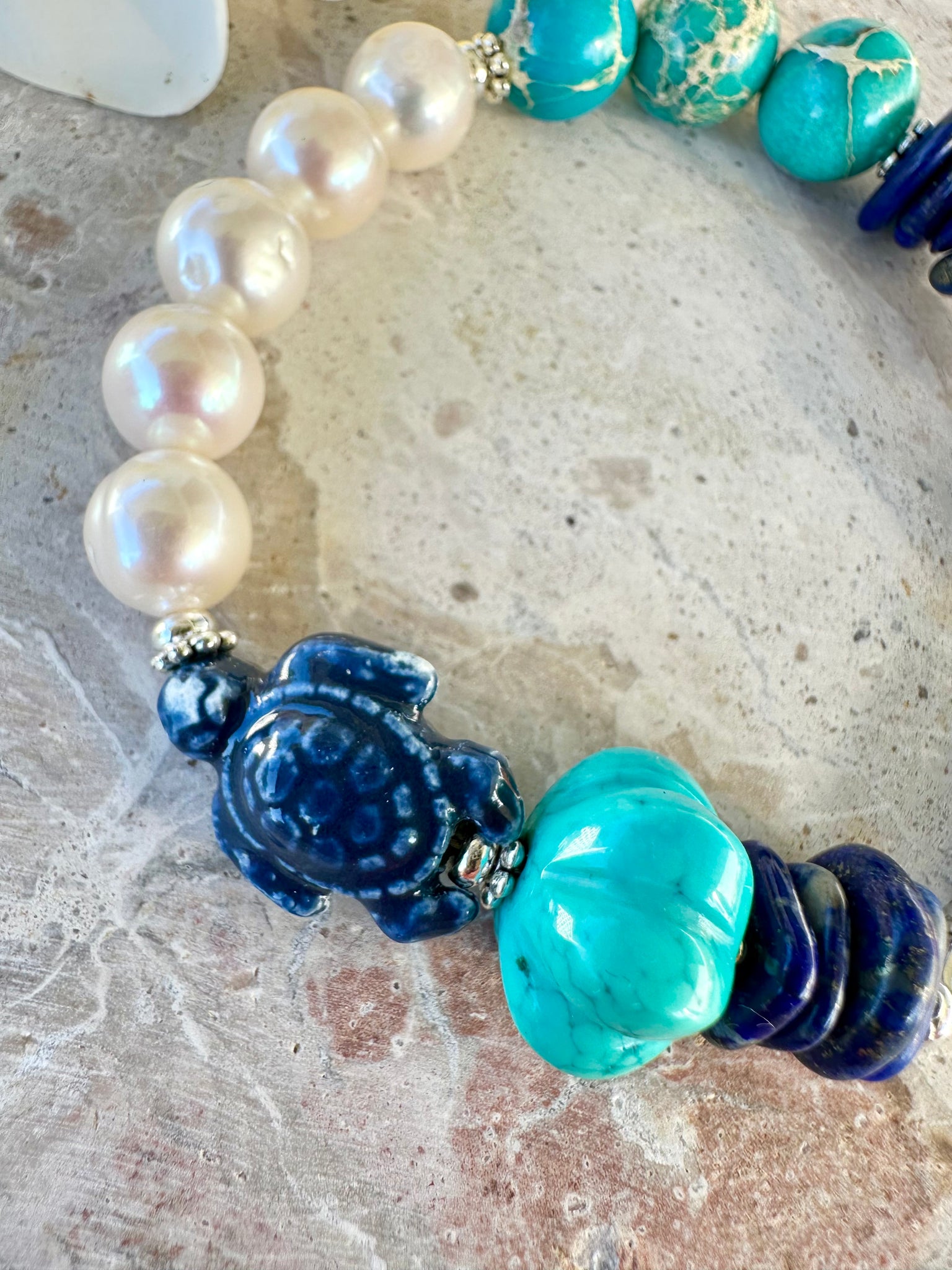Ocean Baroque Pearl Blue Stone Bracelet