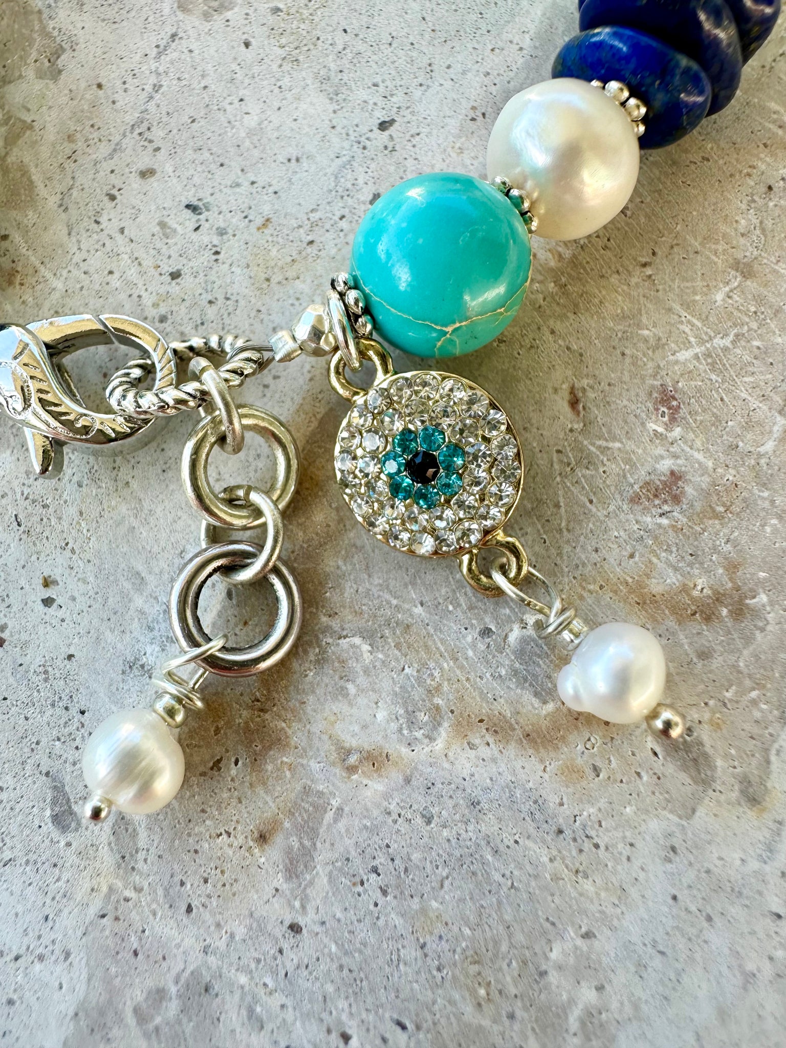 Ocean Baroque Pearl Blue Stone Bracelet