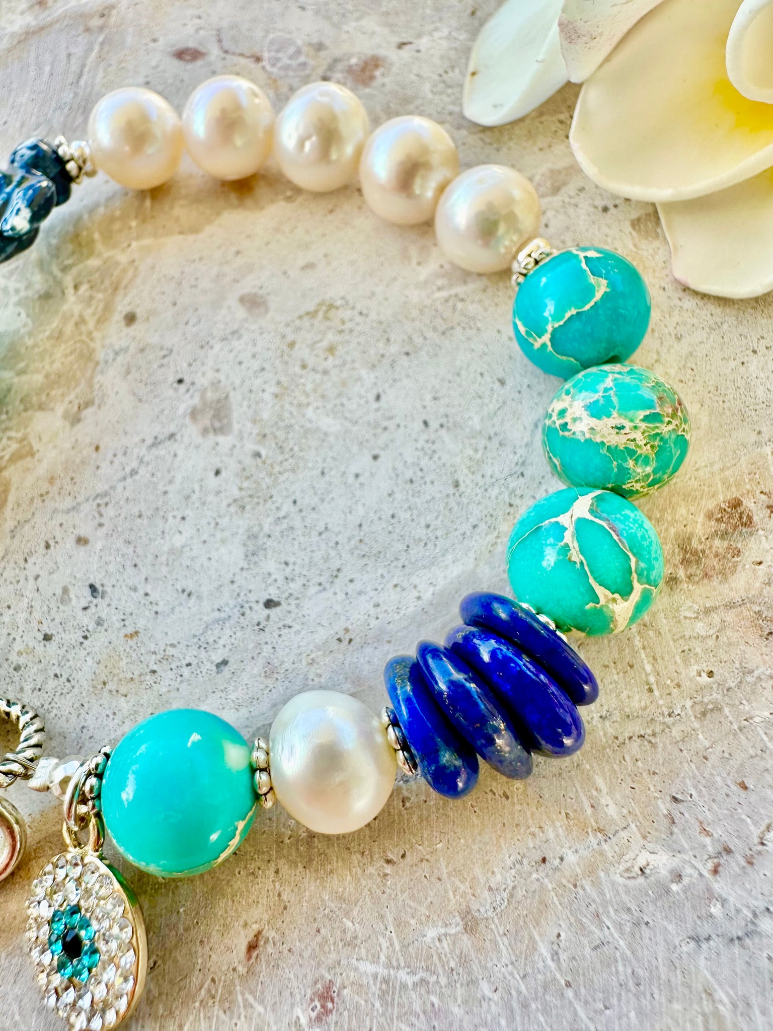 Ocean Baroque Pearl Blue Stone Bracelet