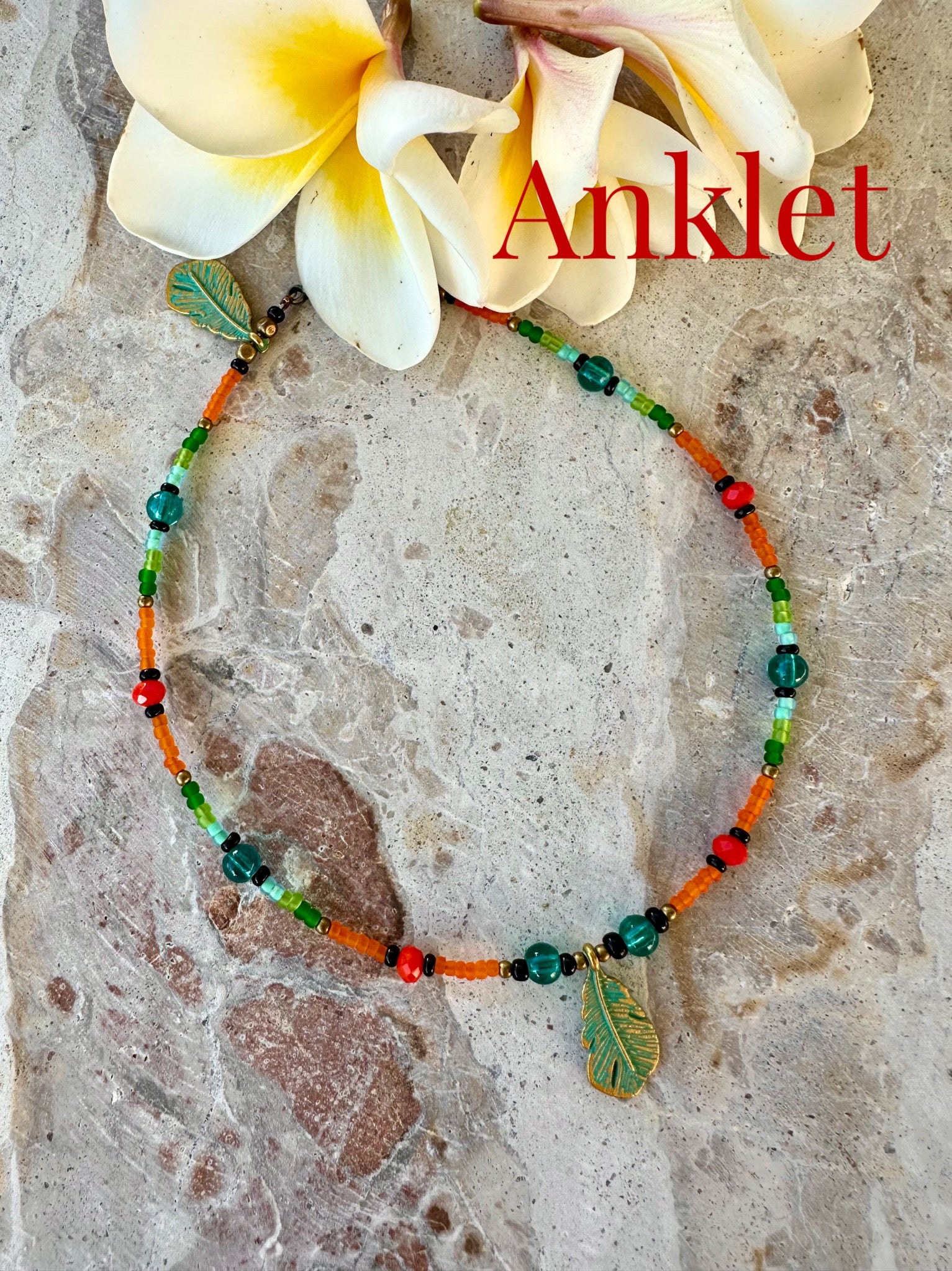 Boho Surf Seed Bead Beaded Anklet