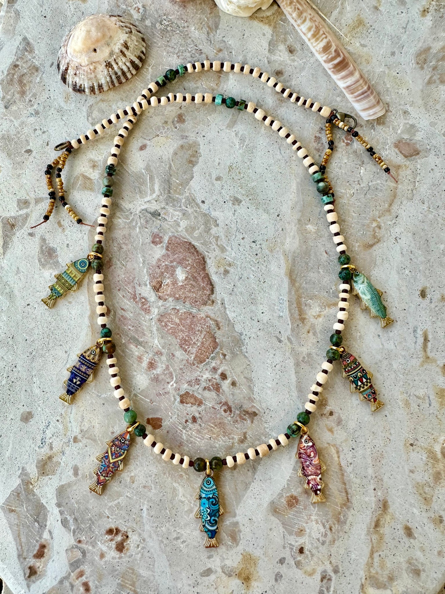 Boho Charm Fishing Around Necklace