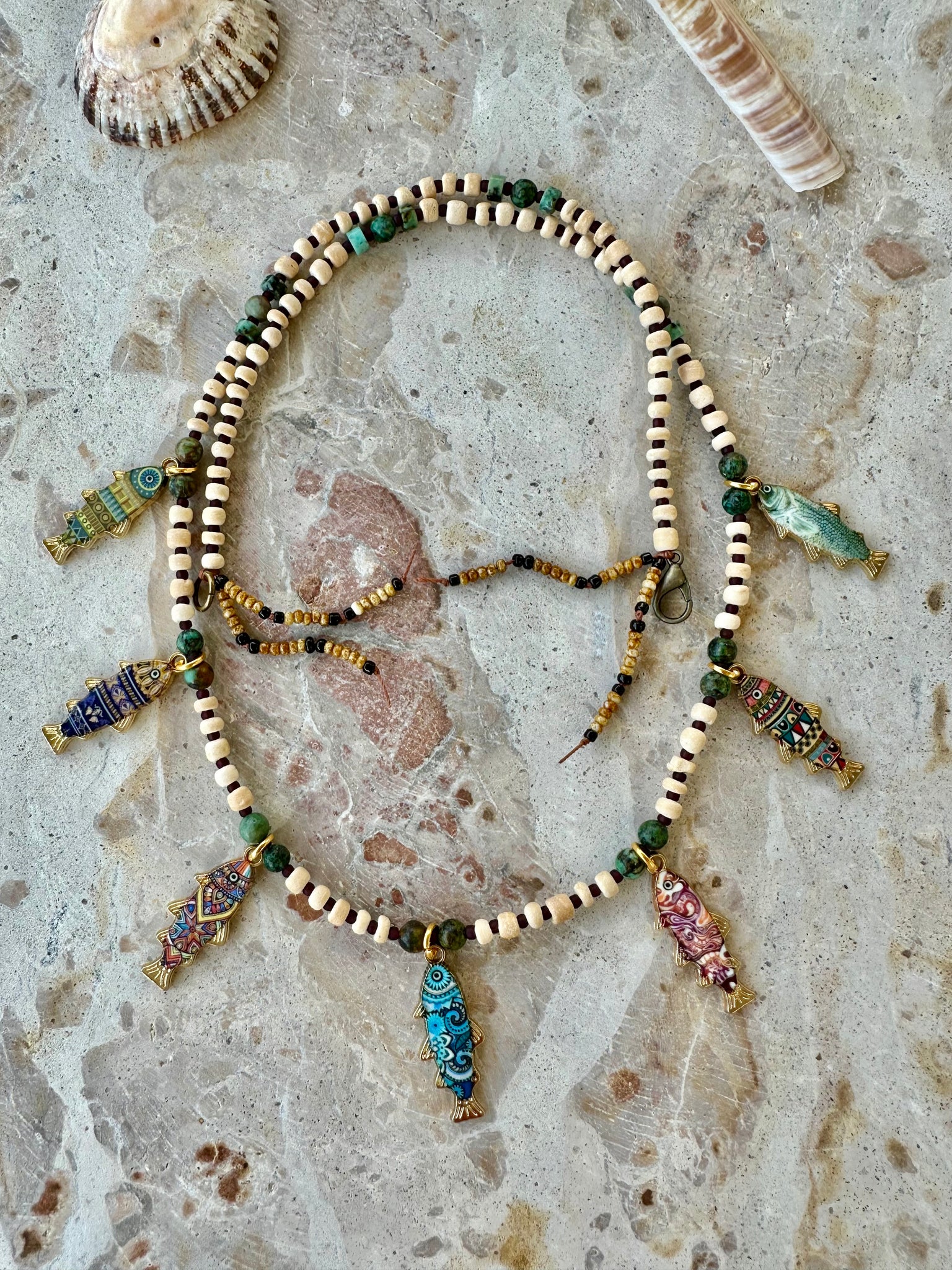 Boho Charm Fishing Around Necklace