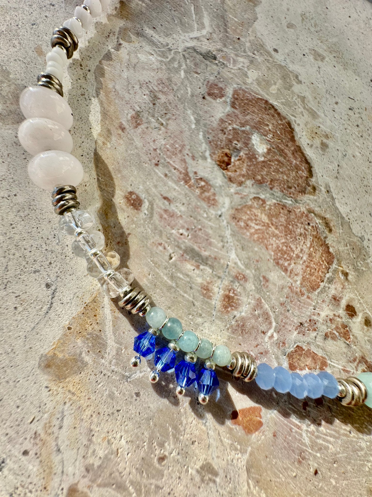 Boho Blue Gemstone Silver Choker-Necklace