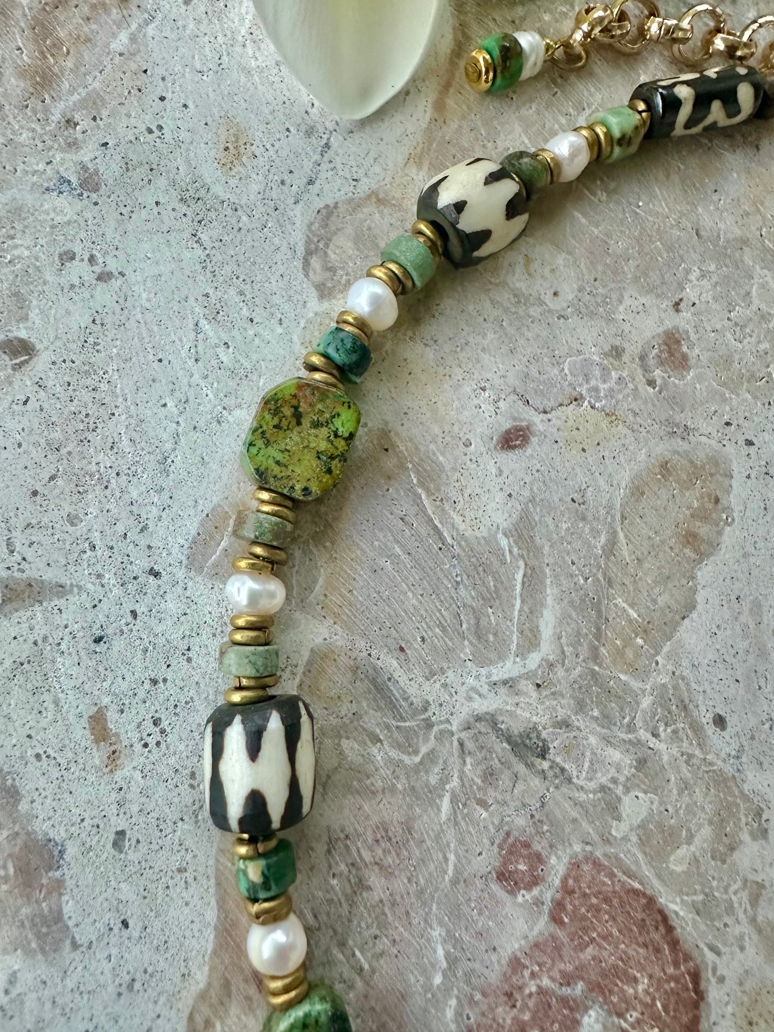African Cowrie Shell Turquoise Necklace