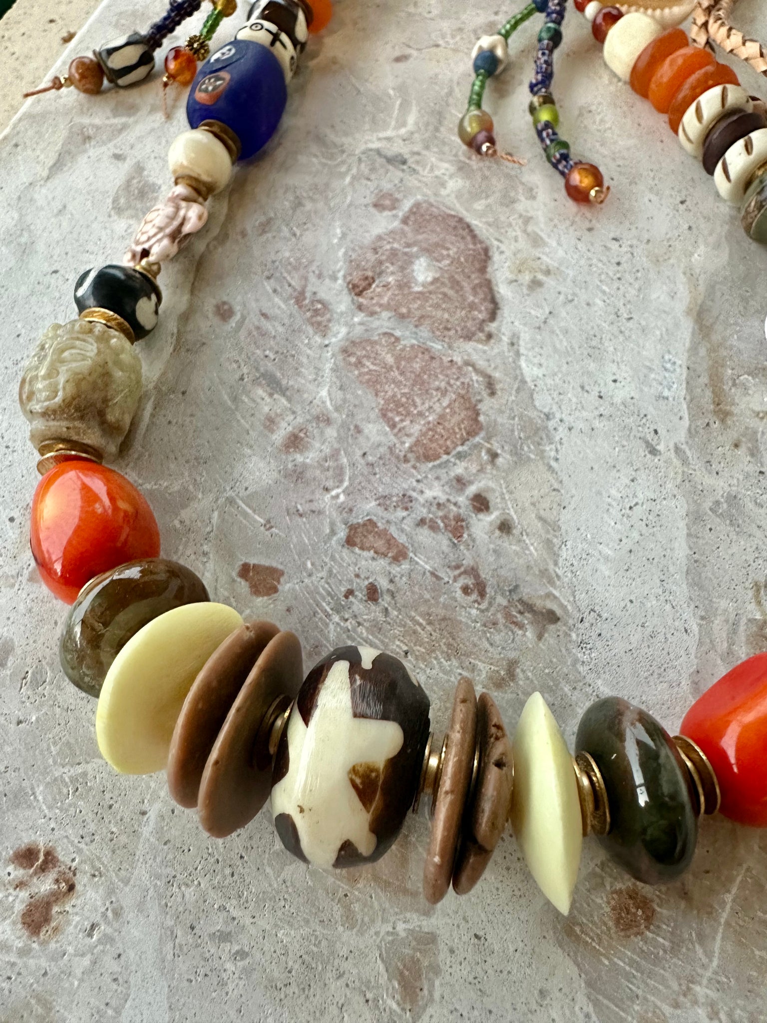 Bohemian Leather Beaded Shell Necklace