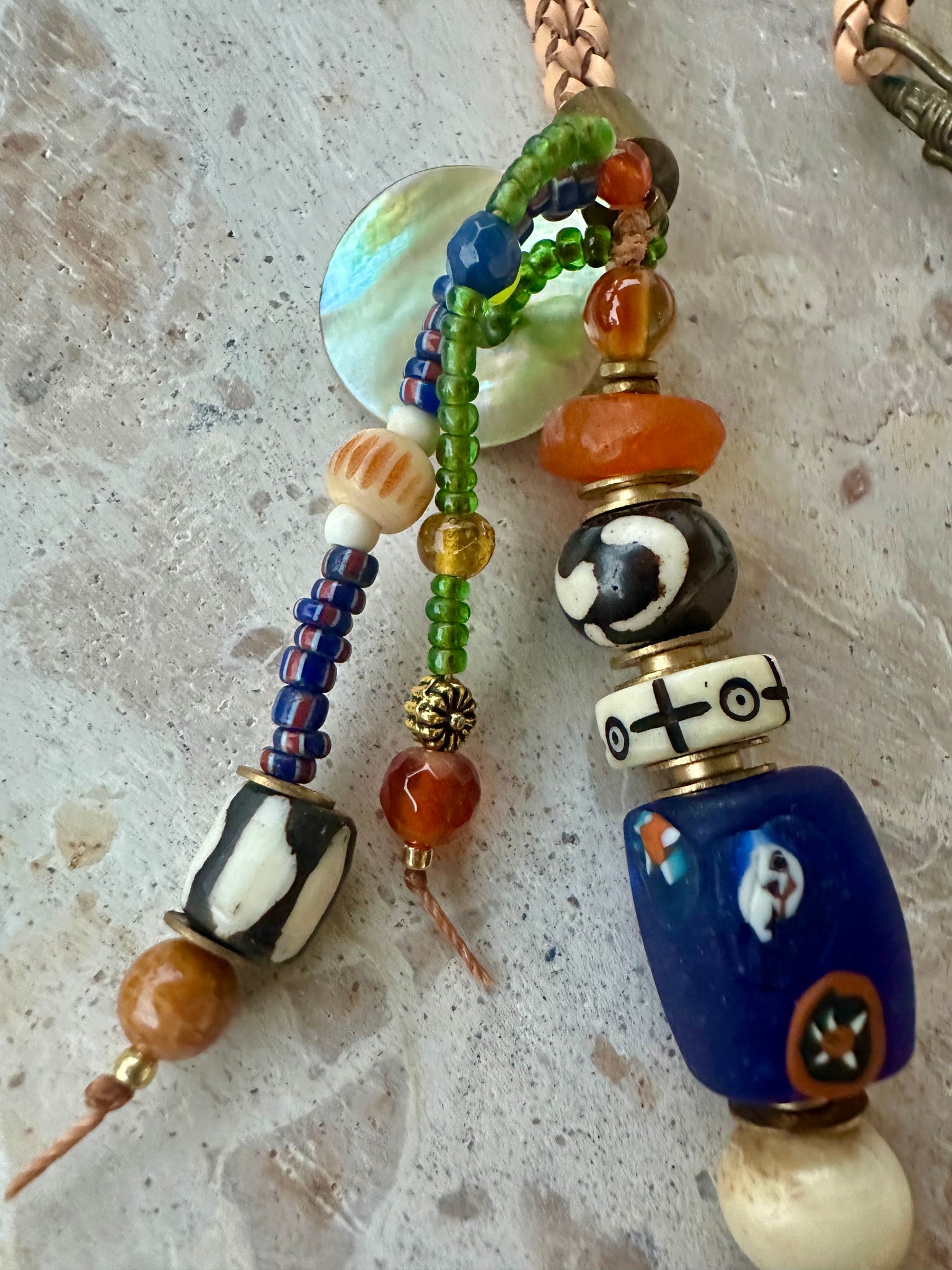 Bohemian Leather Beaded Shell Necklace