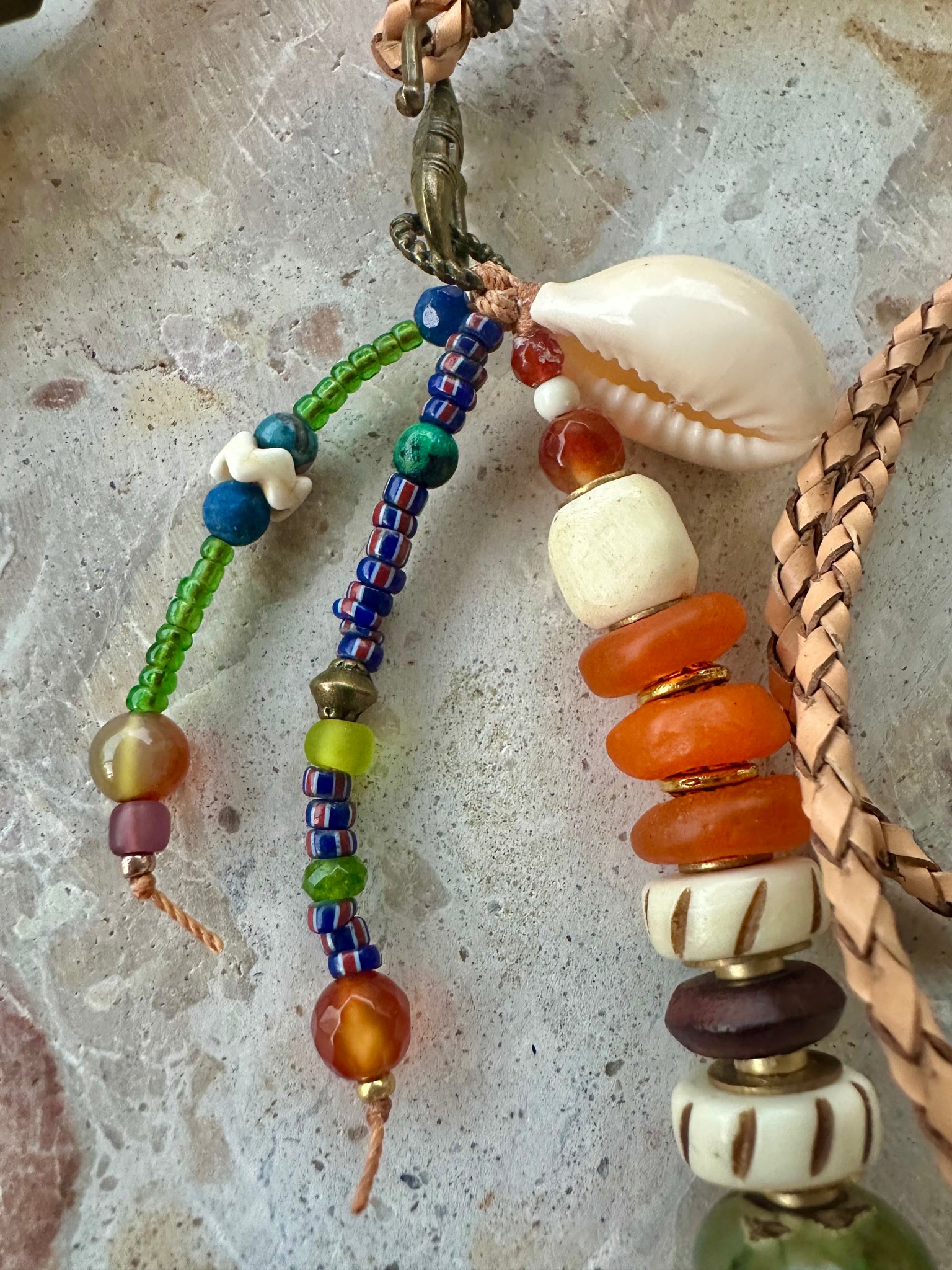 Bohemian Leather Beaded Shell Necklace