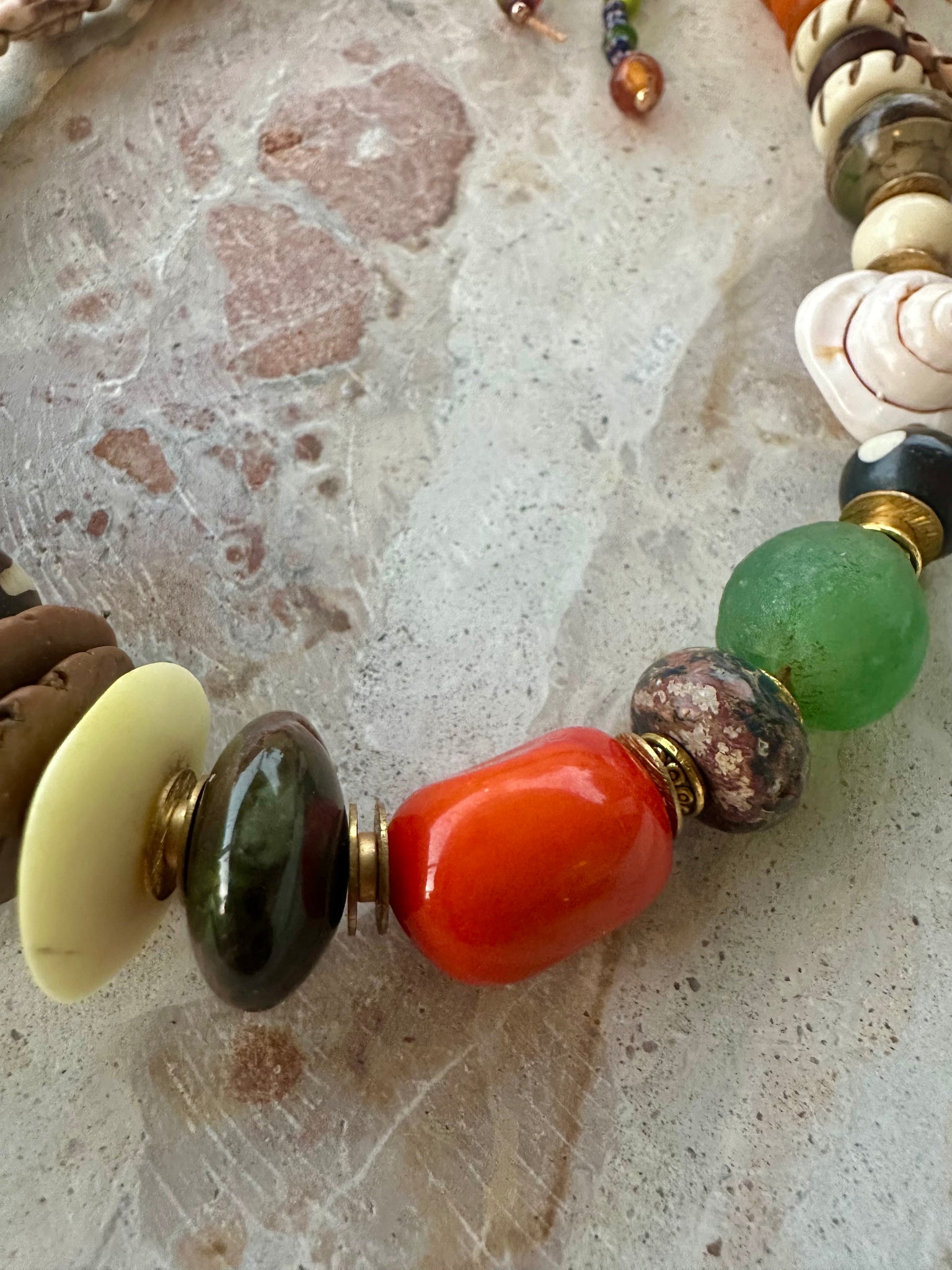 Bohemian Leather Beaded Shell Necklace