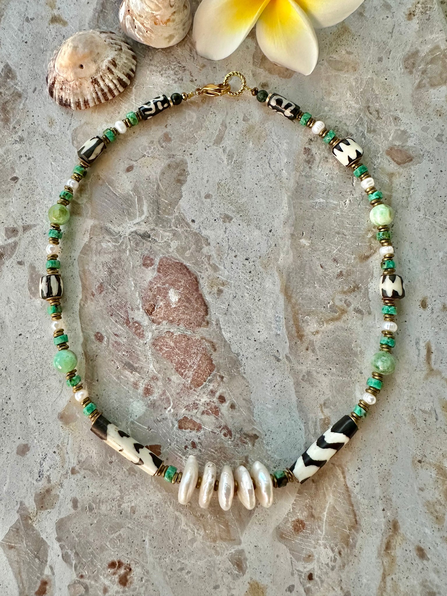 African Tribal Coin Pearl Necklace