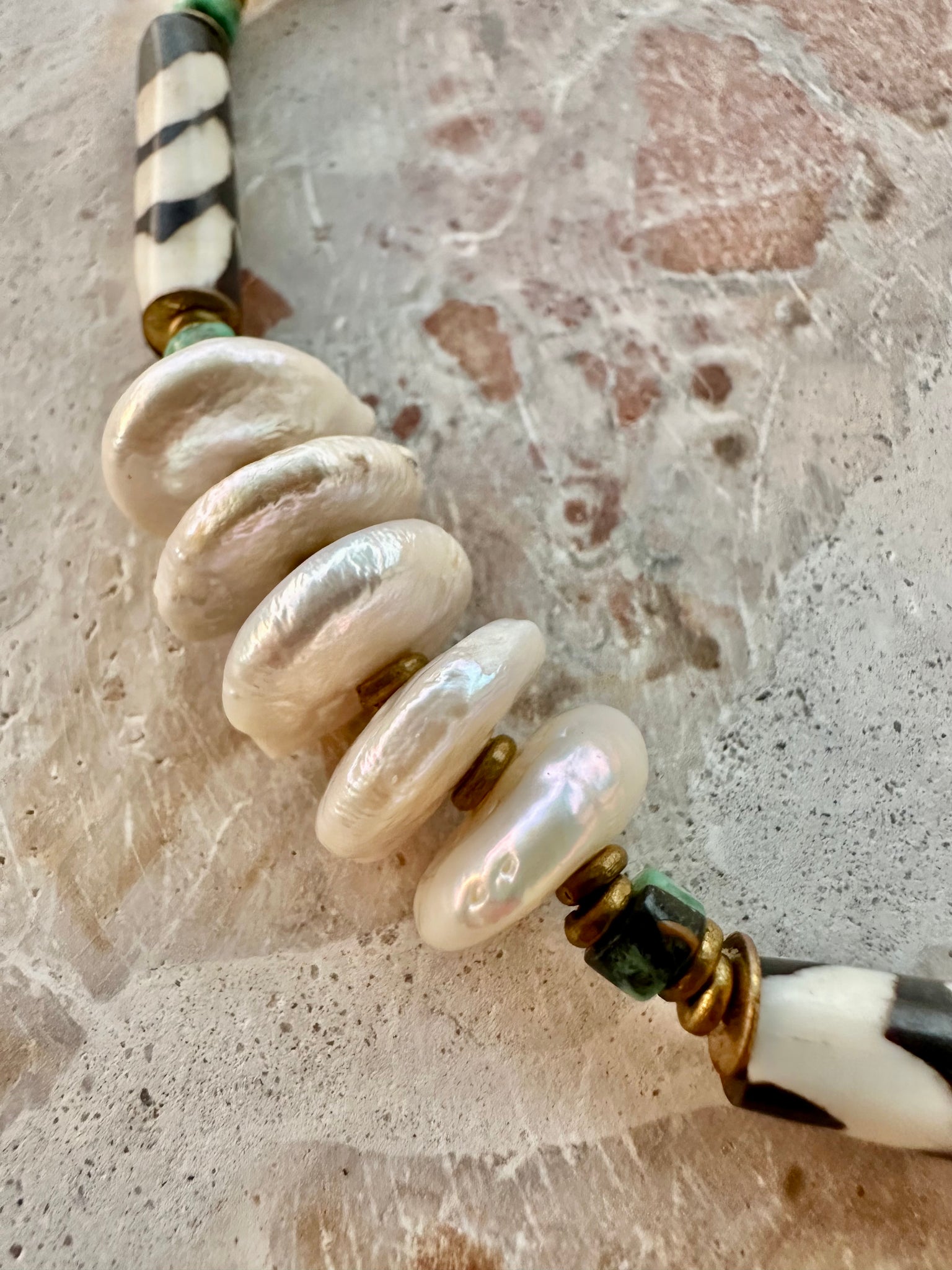 African Tribal Coin Pearl Necklace