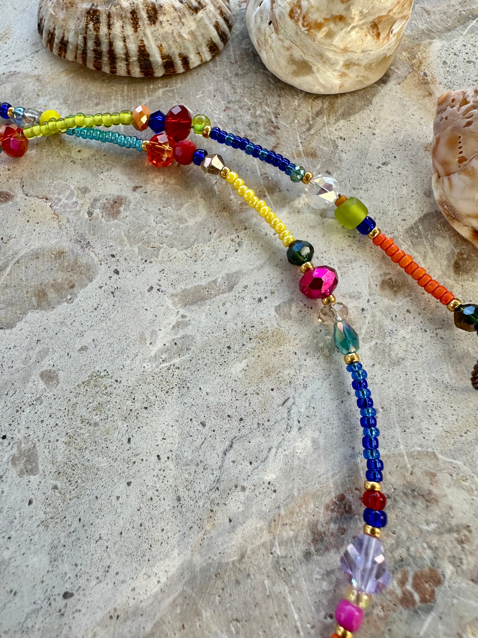 Seed Bead Crystal Flower Choker