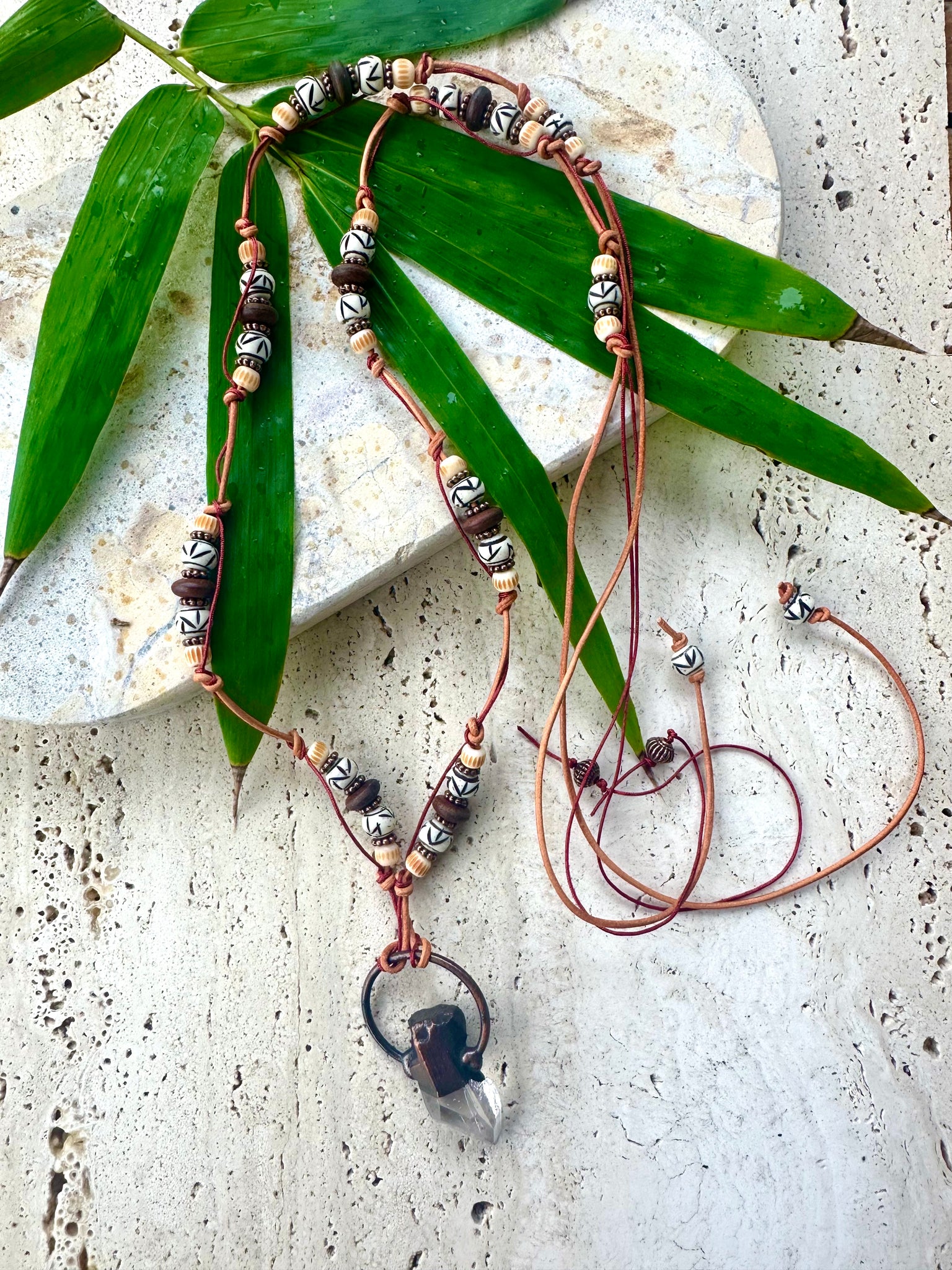 Bohemian Leather Beaded Necklace