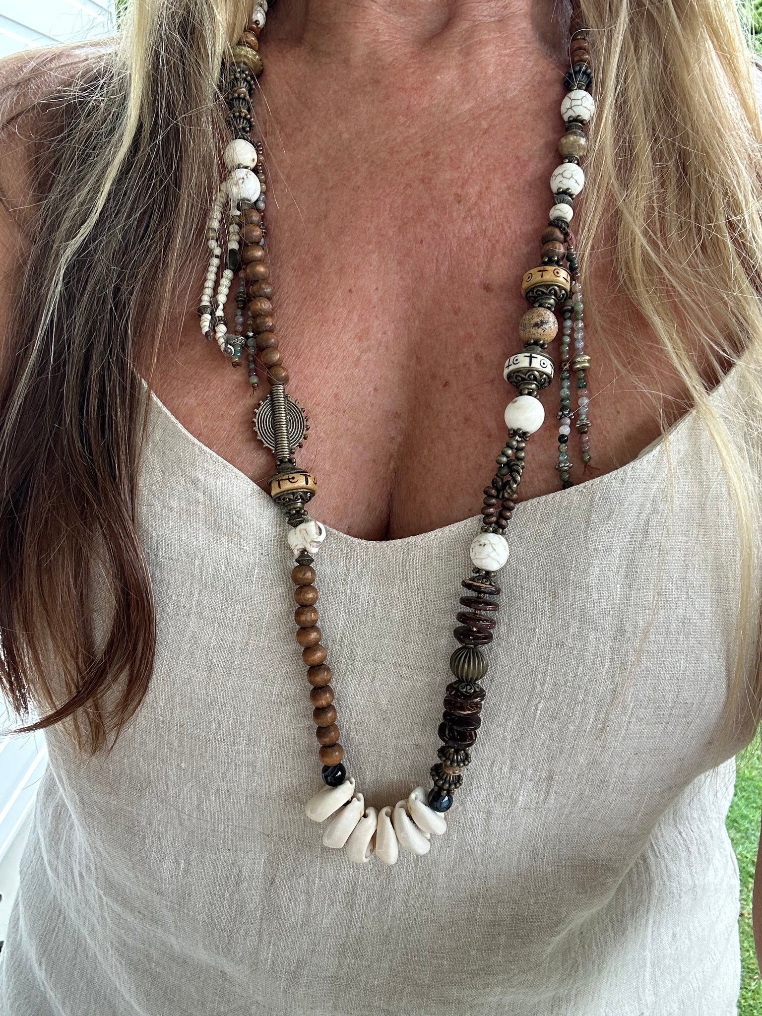 Bohemian Beaded Cowrie Shell Necklace