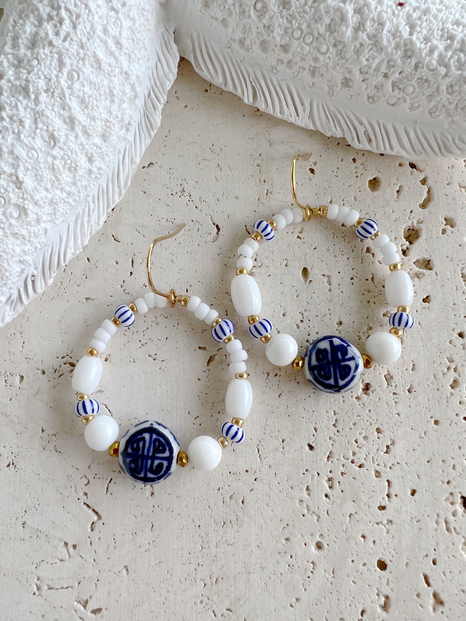 Blue And White Earrings