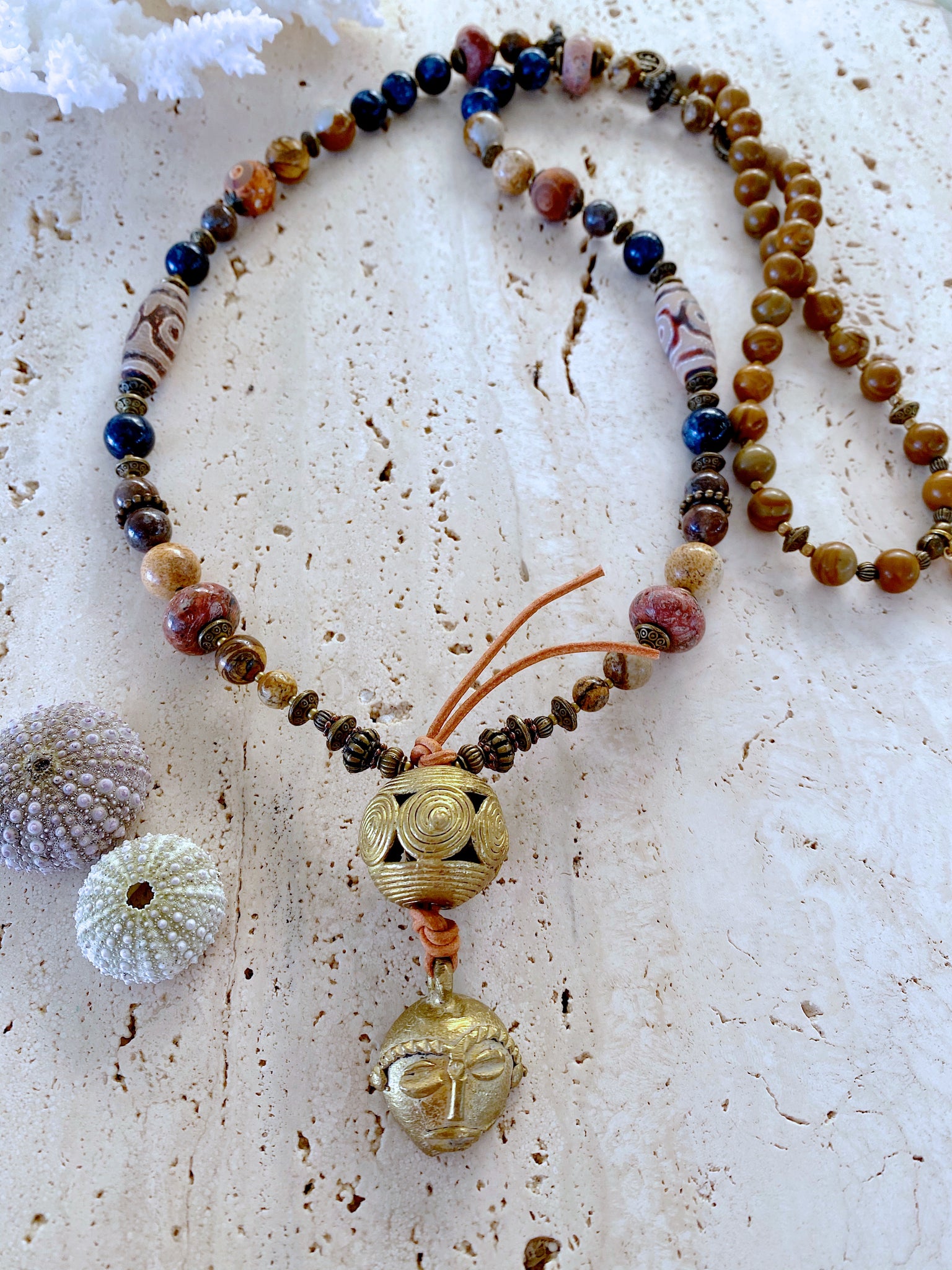 African Indian Tribal  Stone Necklace