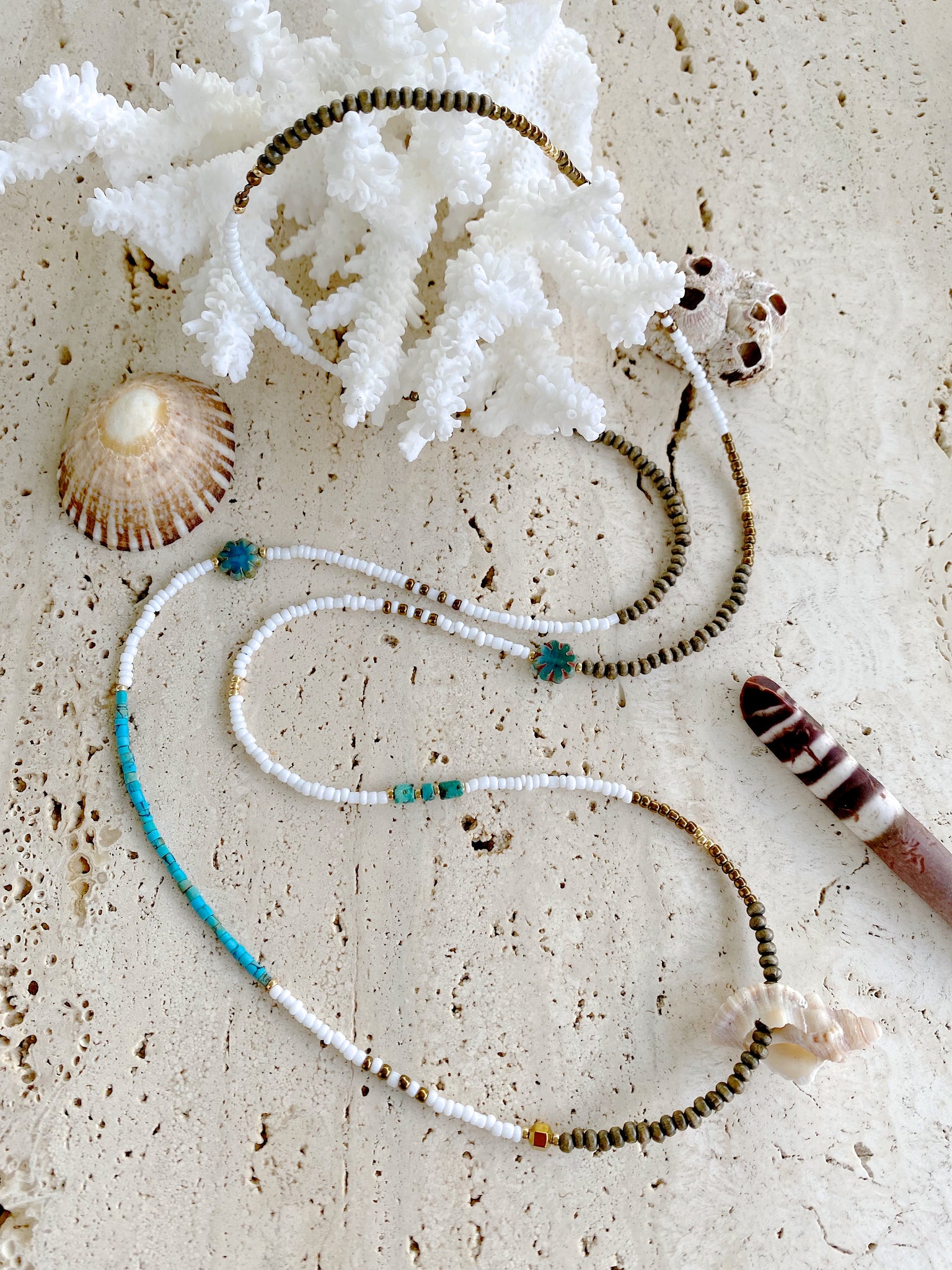 Seed Bead Shell Necklace