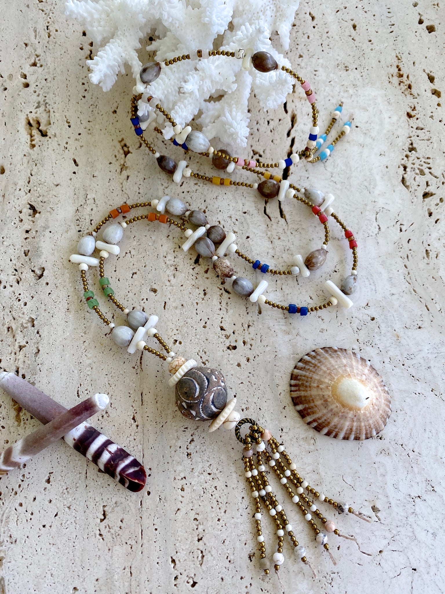 African Beaded Shell Necklace