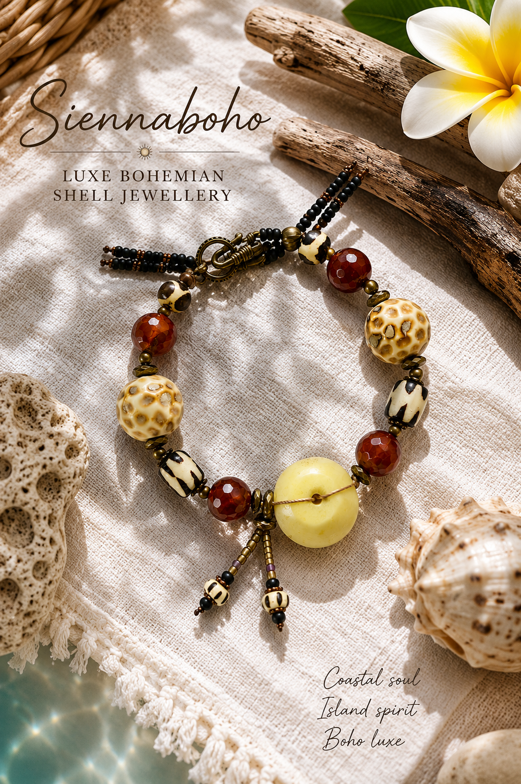 Bali Tribal Bead & Agate Artisan Bracelet