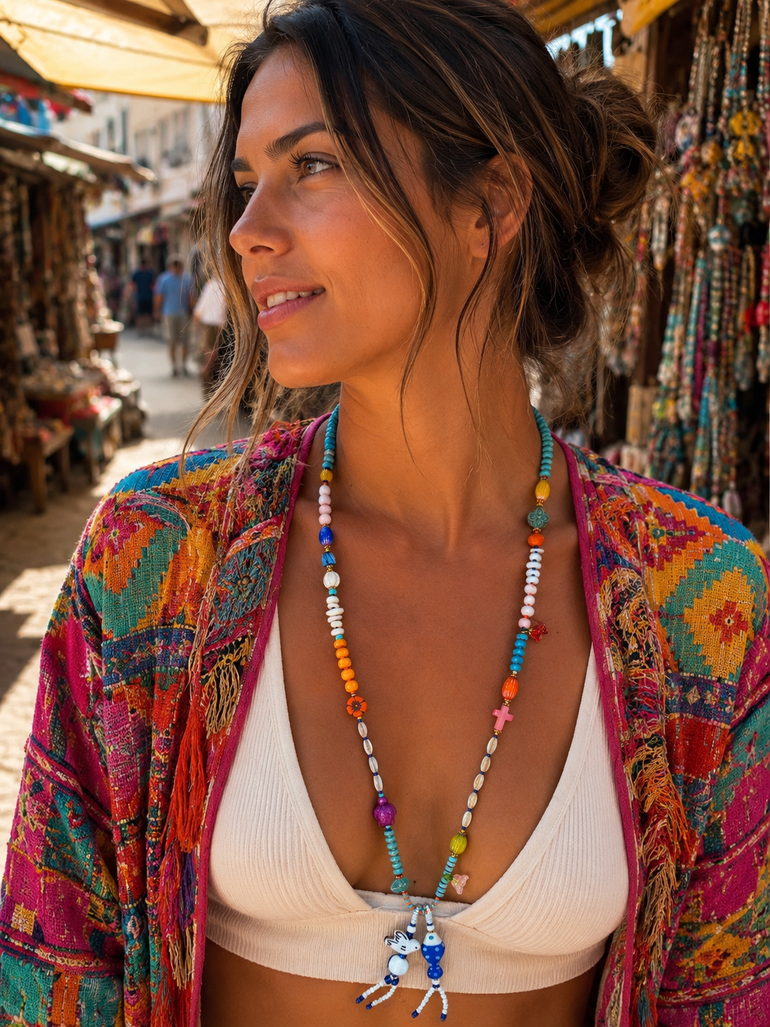 Boho Turquoise Fish Charm Necklace