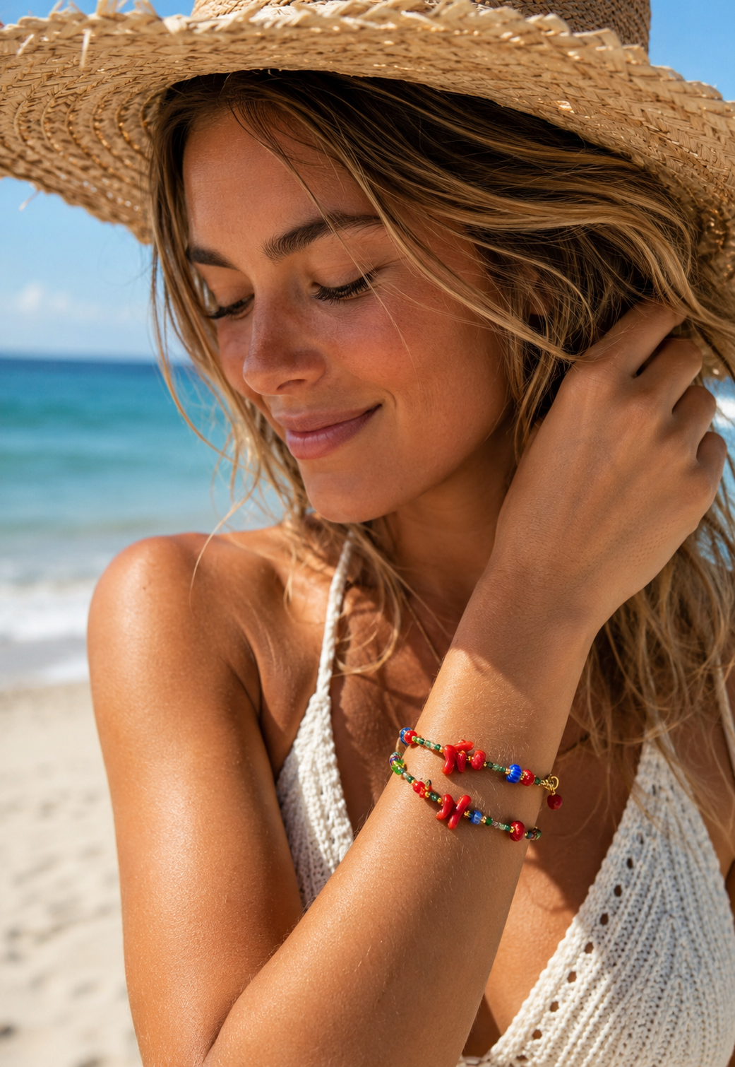 Artisan Red Coral Wrap Bracelet