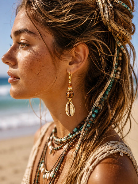 Ocean Surf Cowrie Shell Earrings