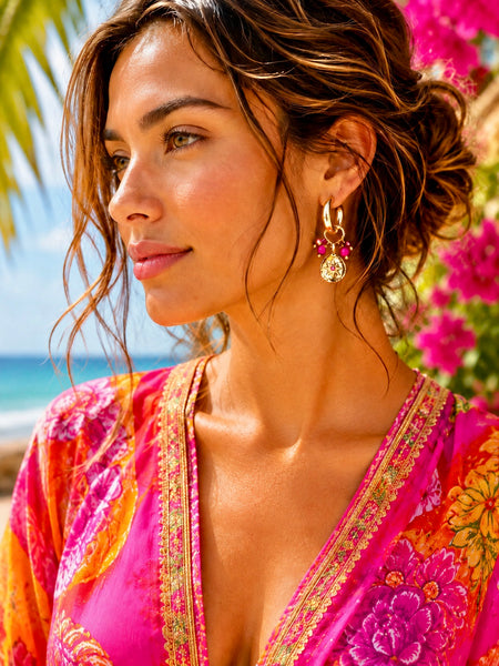 Sunset Starburst Pink Earrings