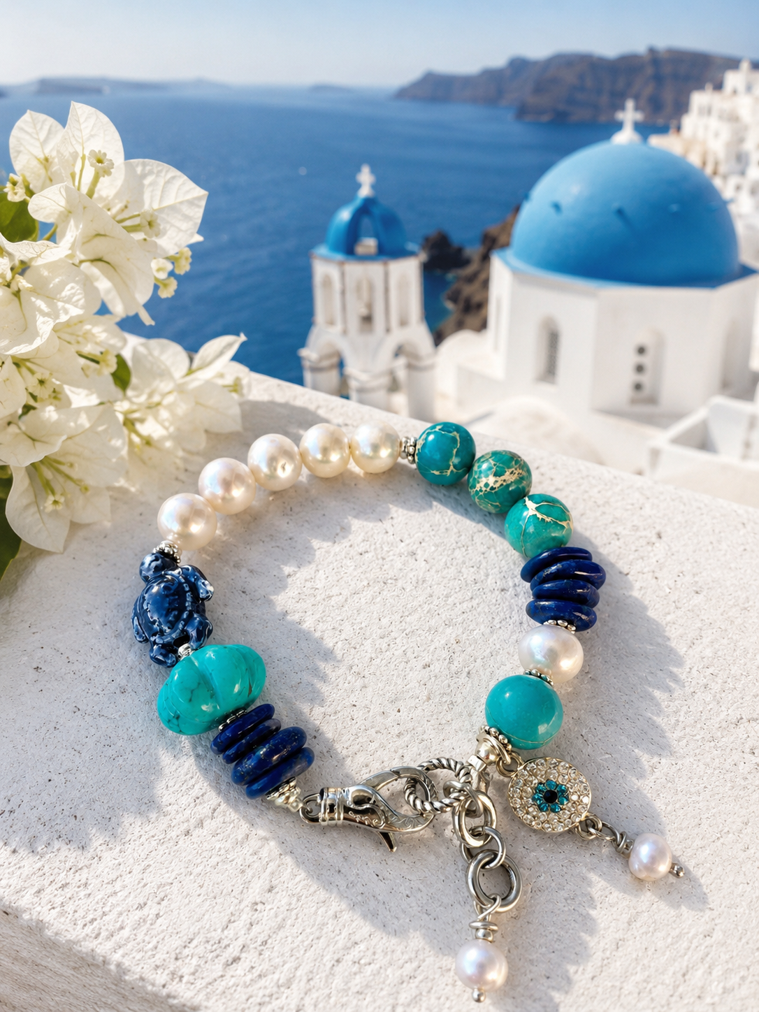 Turquoise Turtle Ocean Pearl Bracelet