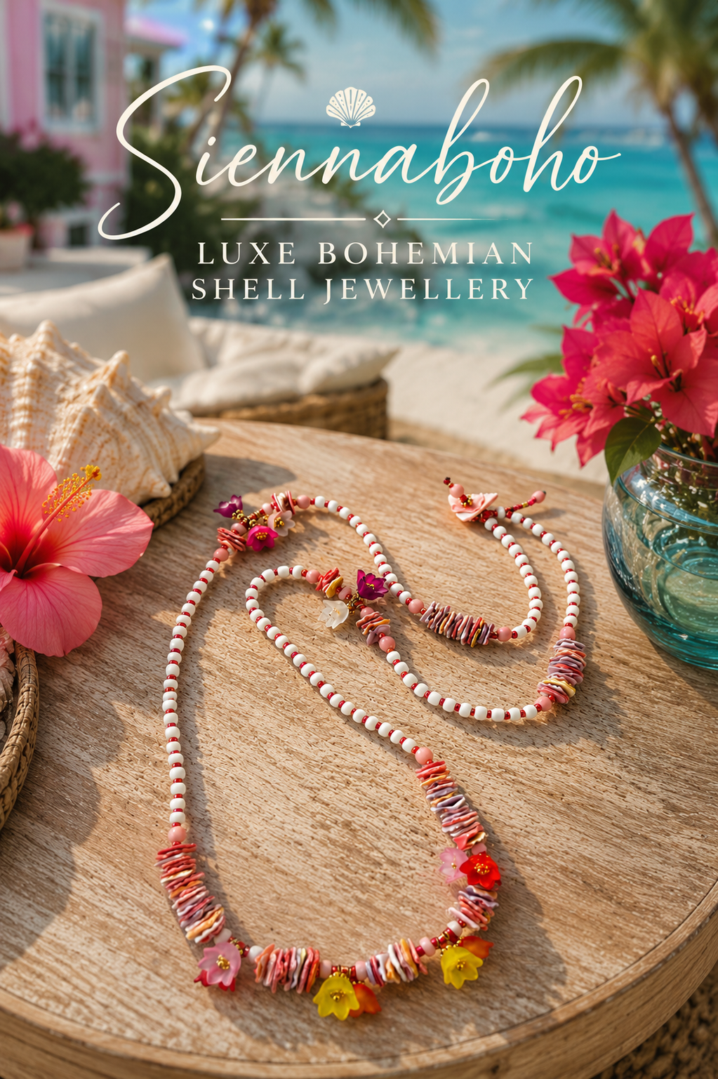 Pink Island Blossom Shell Necklace