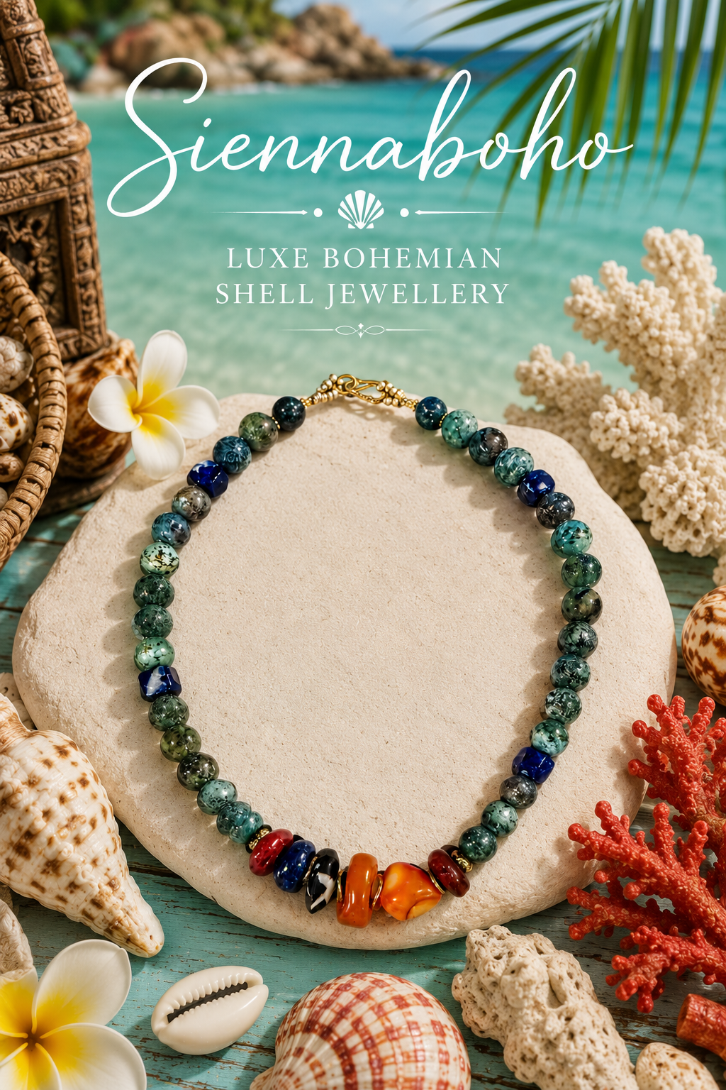 Bohemian African Turquoise Gemstone Necklace