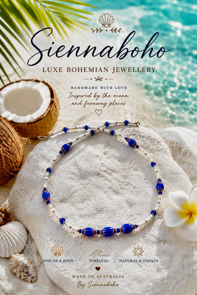 Ocean Blue Seed Bead Necklace