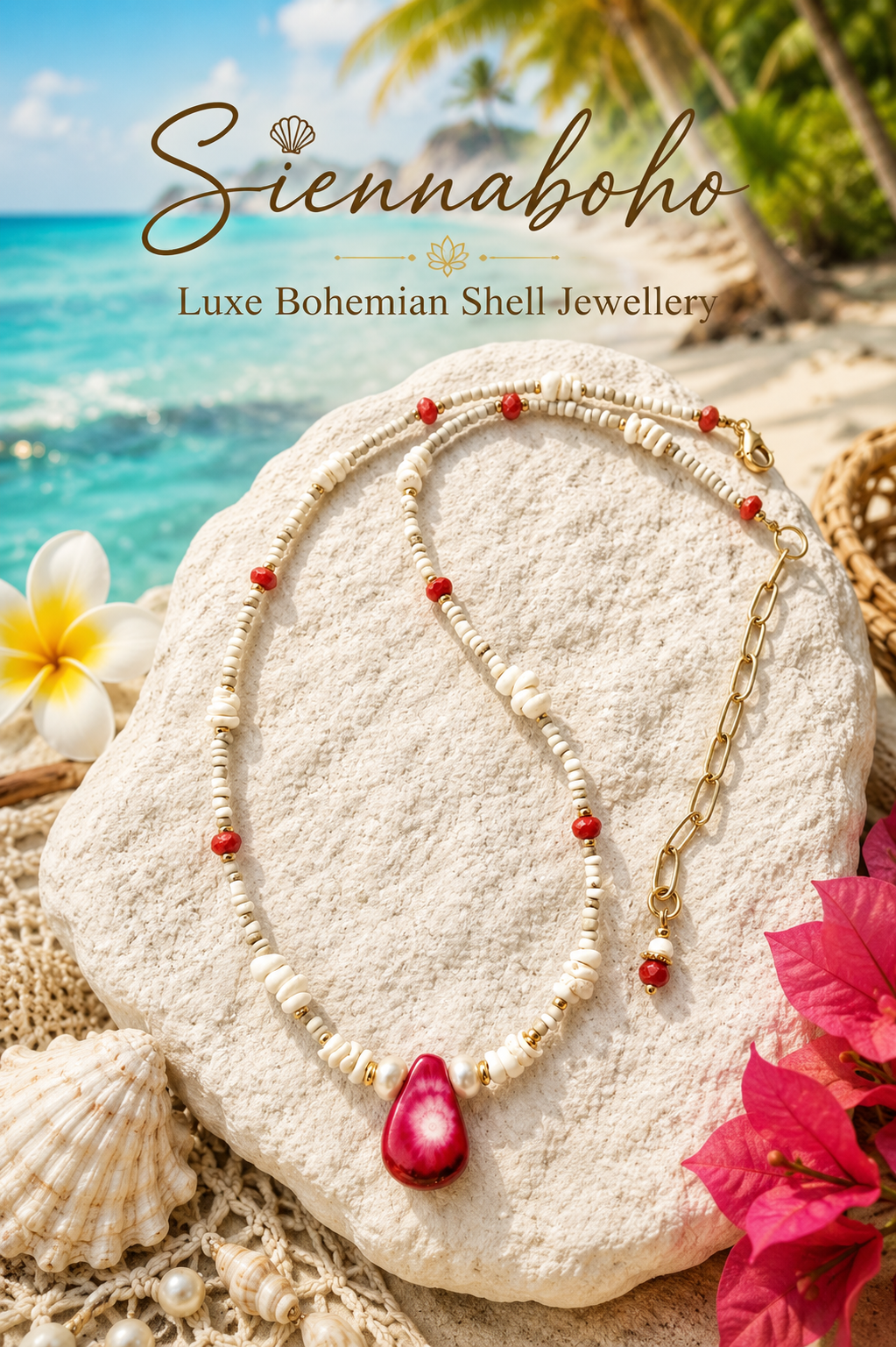 Ocean Shell Seed Bead Necklace