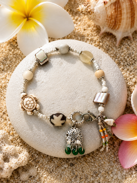 Shell Charm Ocean Seed Bead Bracelet
