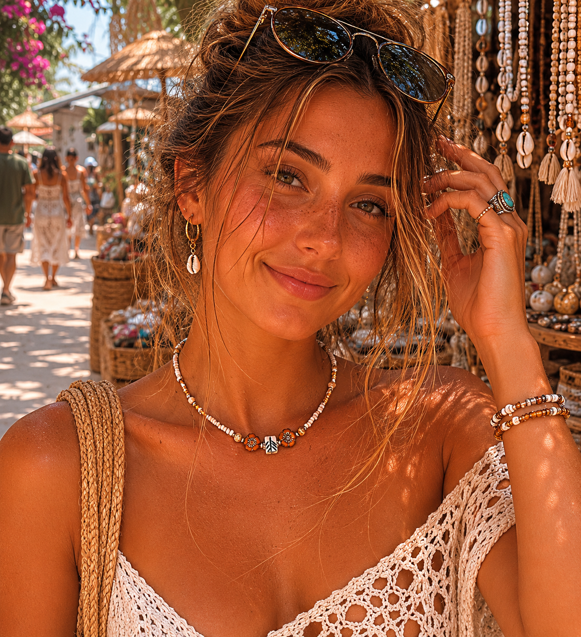 Island Flower Beaded Necklace