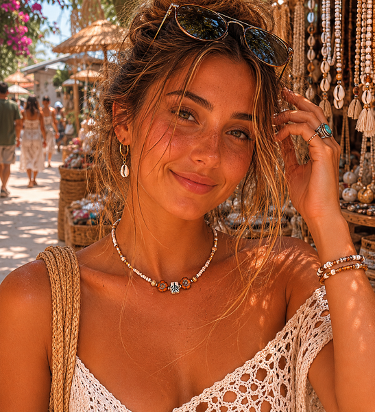 Island Flower Beaded Necklace