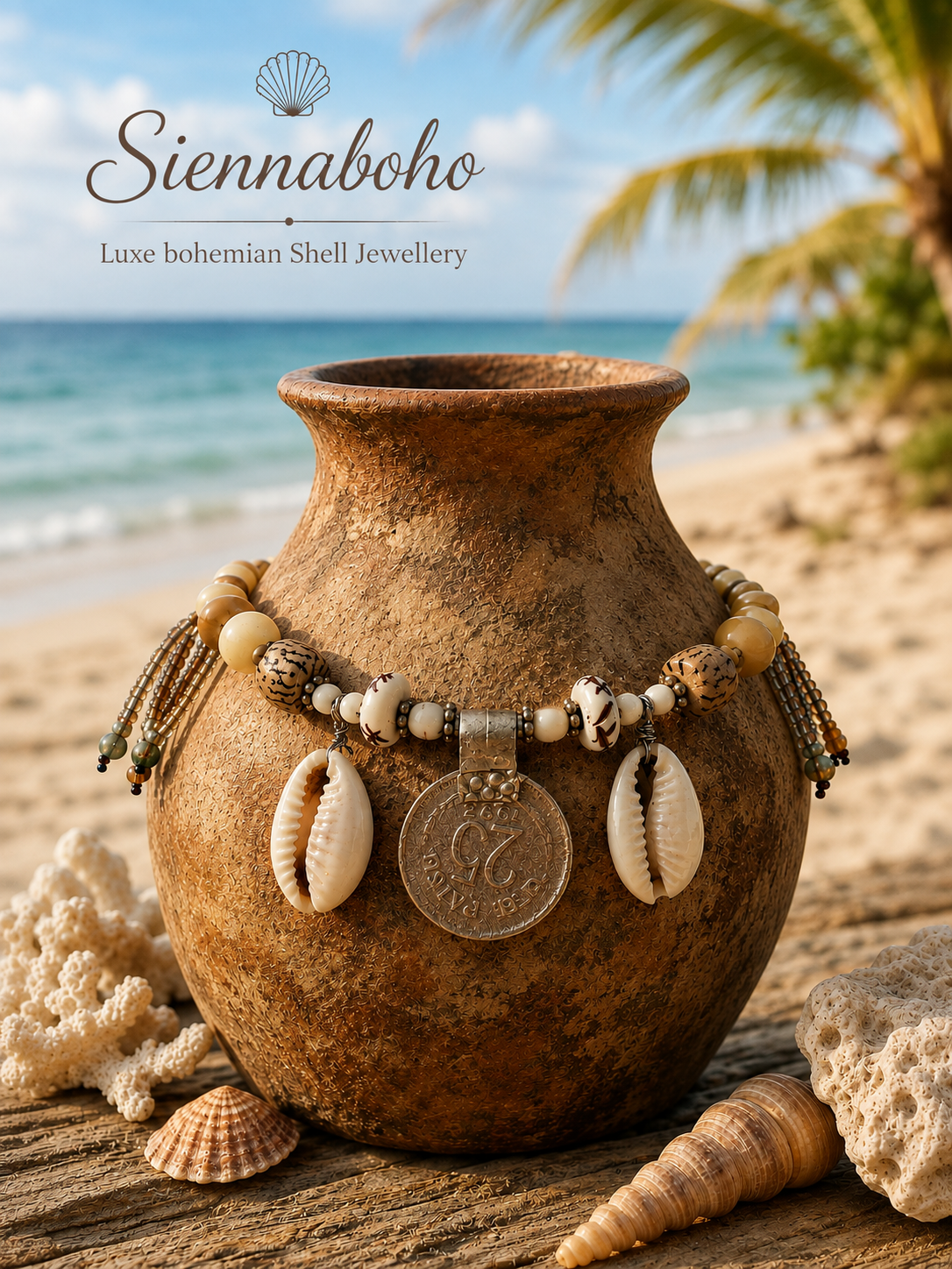 Tribal Island Cowrie Shell Charm Bracelet
