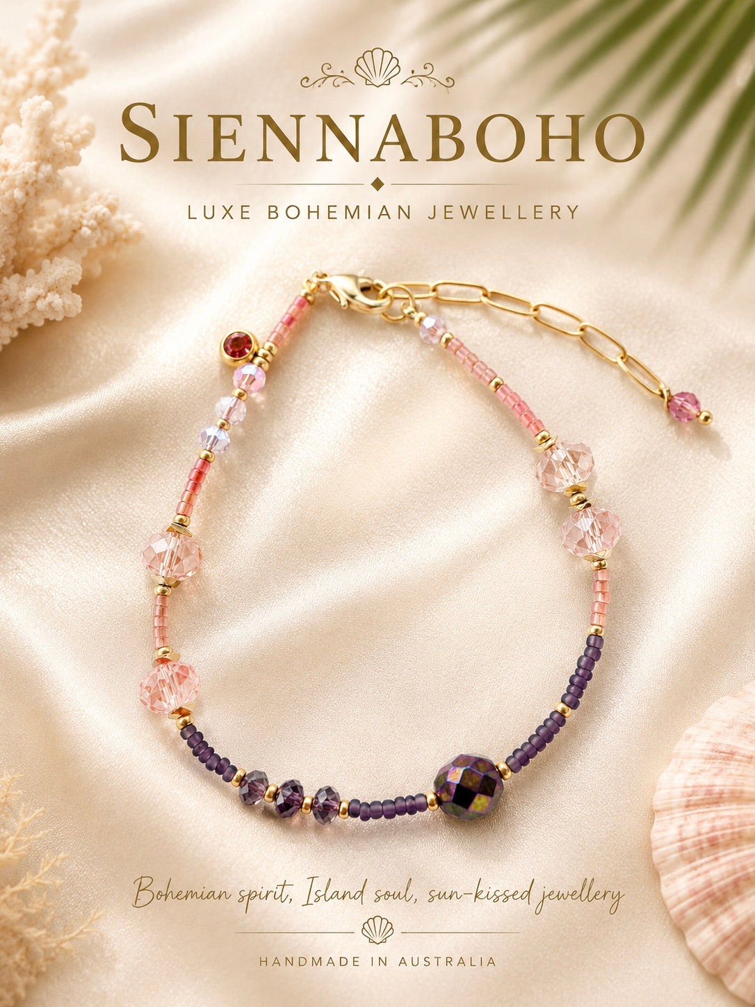 Pink Sparkle Charm Crystal Bracelet