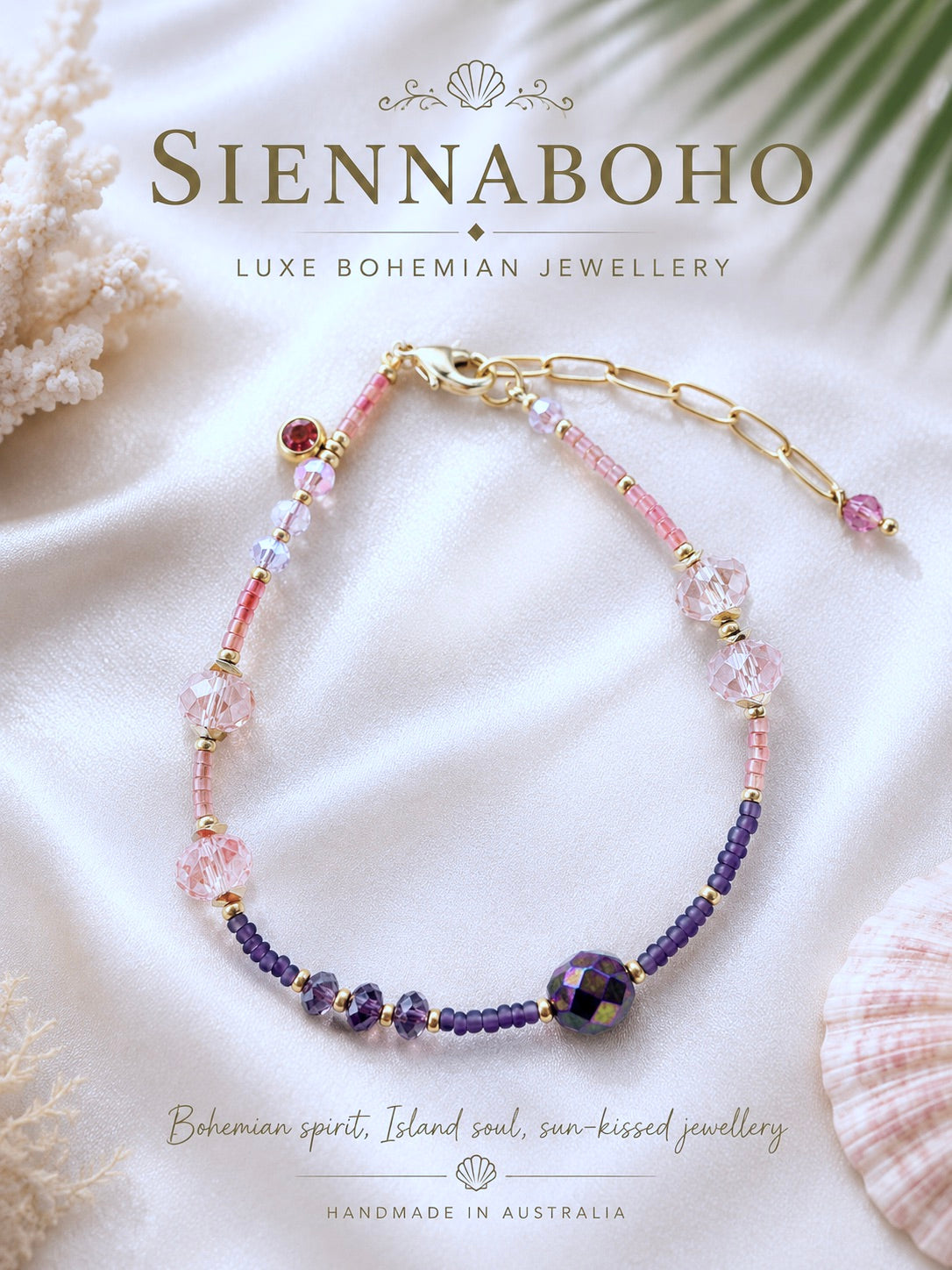 Pink Sparkle Charm Crystal Bracelet