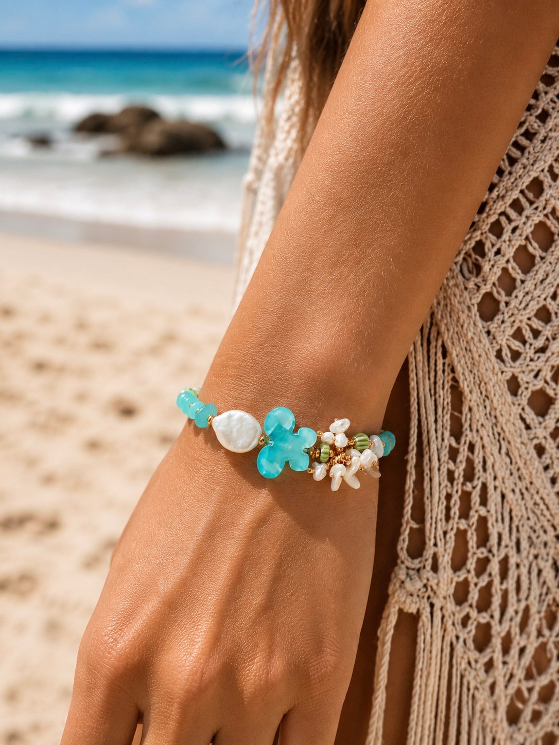Aqua Ocean Pearl Bracelet