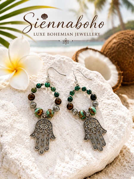 Boho Hamsa Hand  Earrings