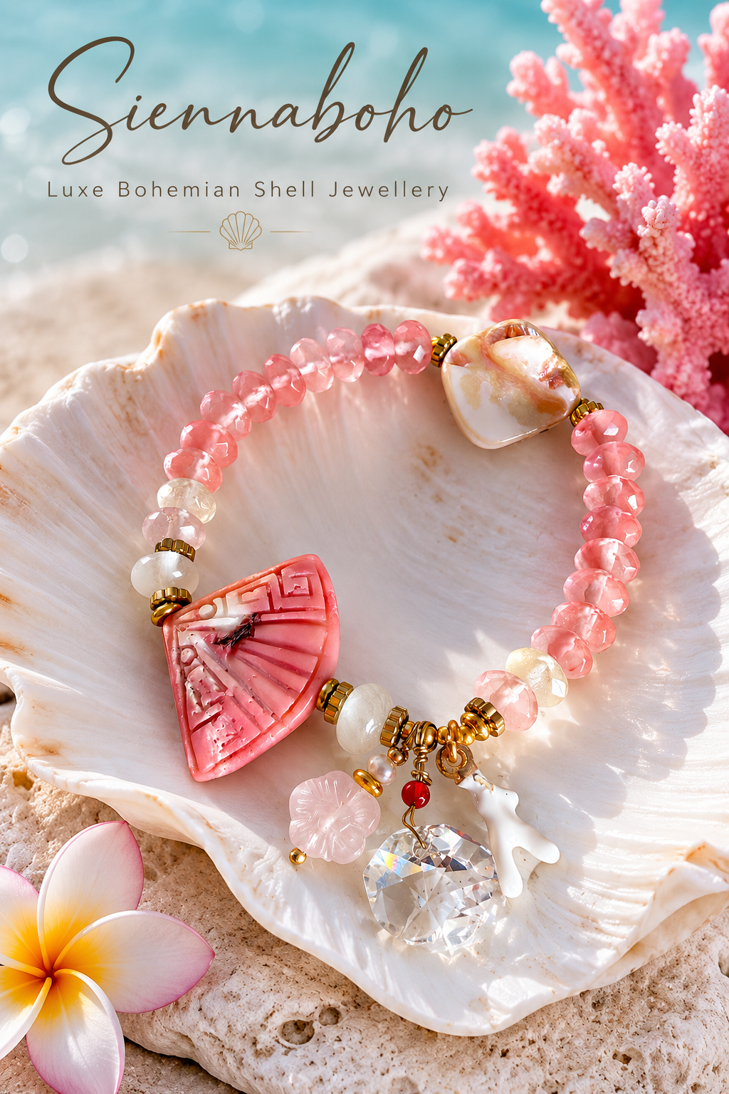 Pink Coral Reef Charm Bracelet