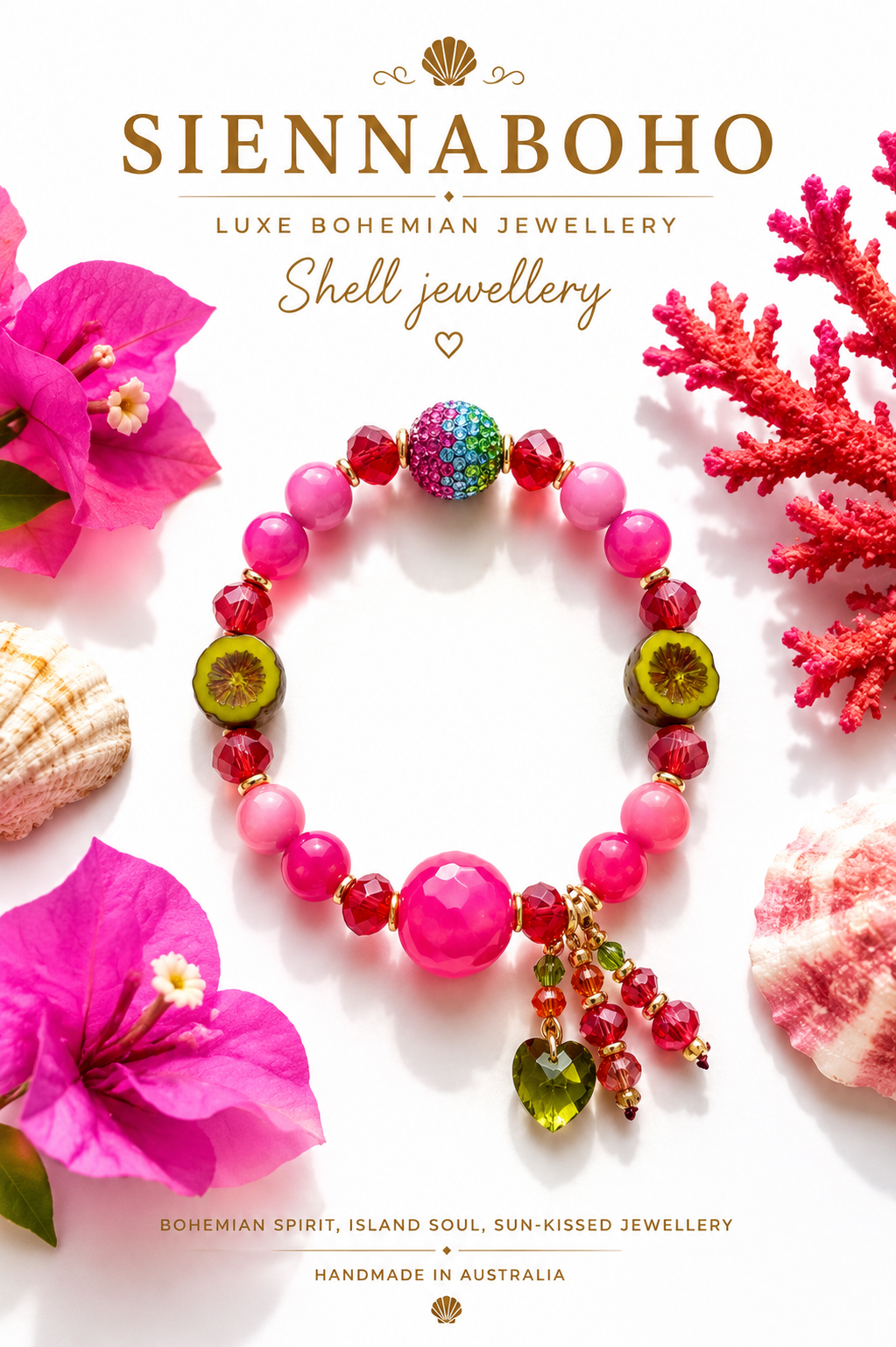 Island Pink Crystal & Stone Bracelet