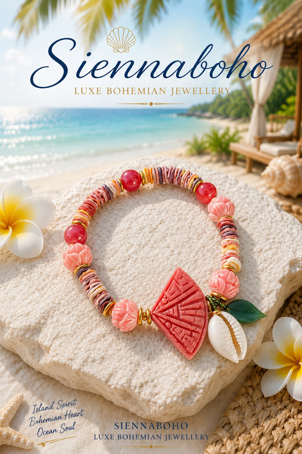 Sun-kissed Coral Shell Bracelet
