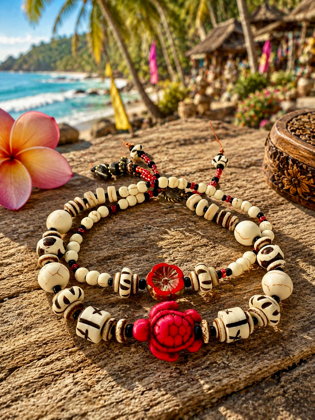 Turtle Charm Shell Wrap Bracelet