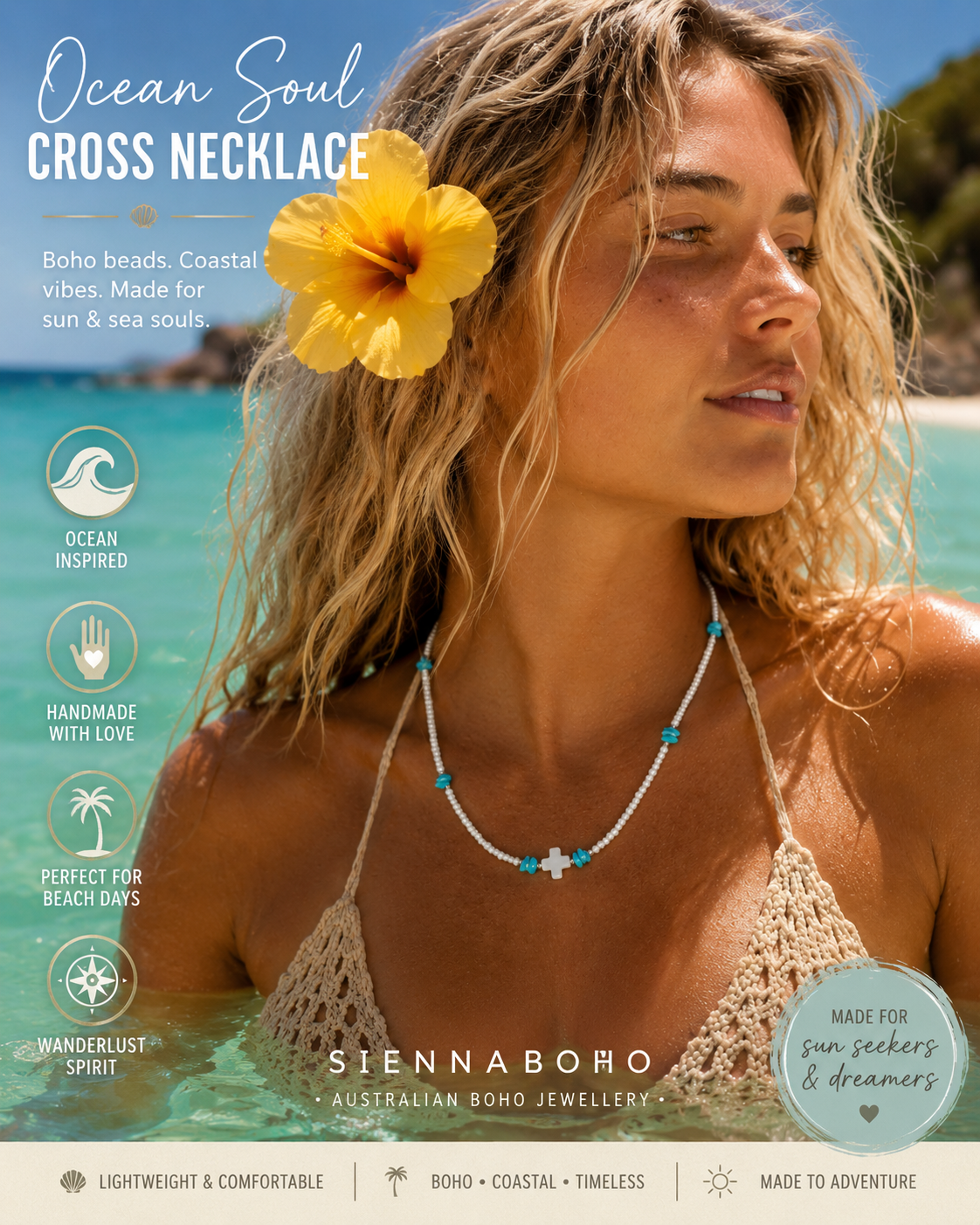 Ocean Pearl Soul Cross Necklace