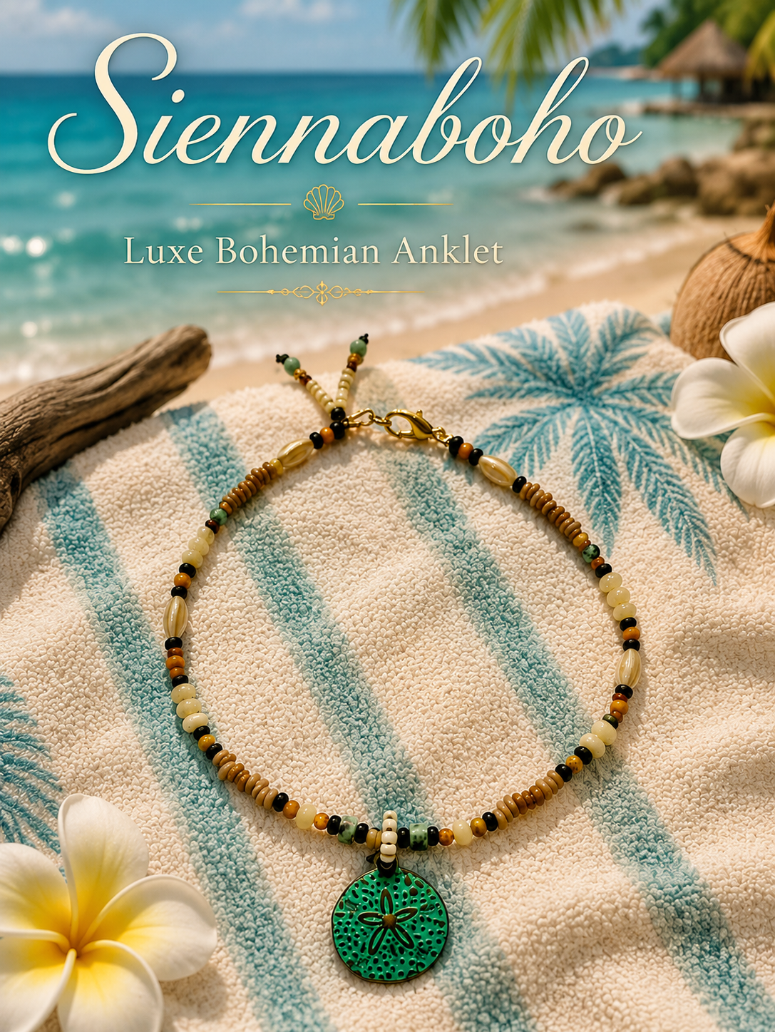 Bali Sand Dollar Shell Stone Anklet